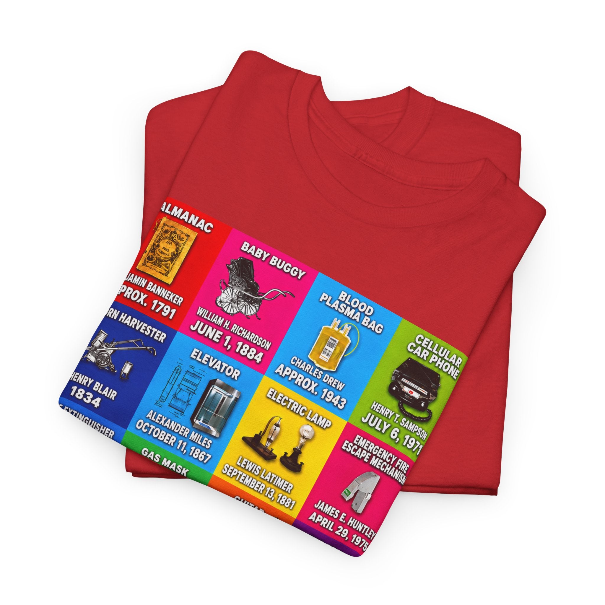 Black inventors Grid T‑Shirt — Colorful Historical Portraits Tee