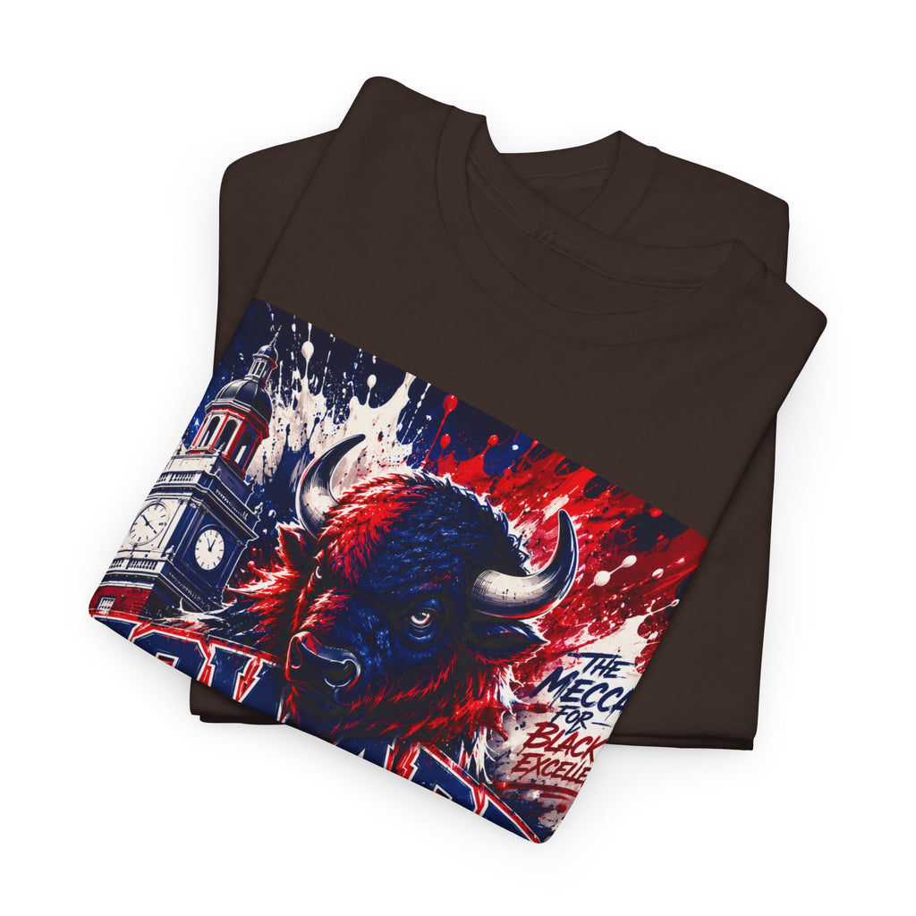 Howard University Buffalo Spirit Tee — HU Bison Red & Blue Campus Shirt