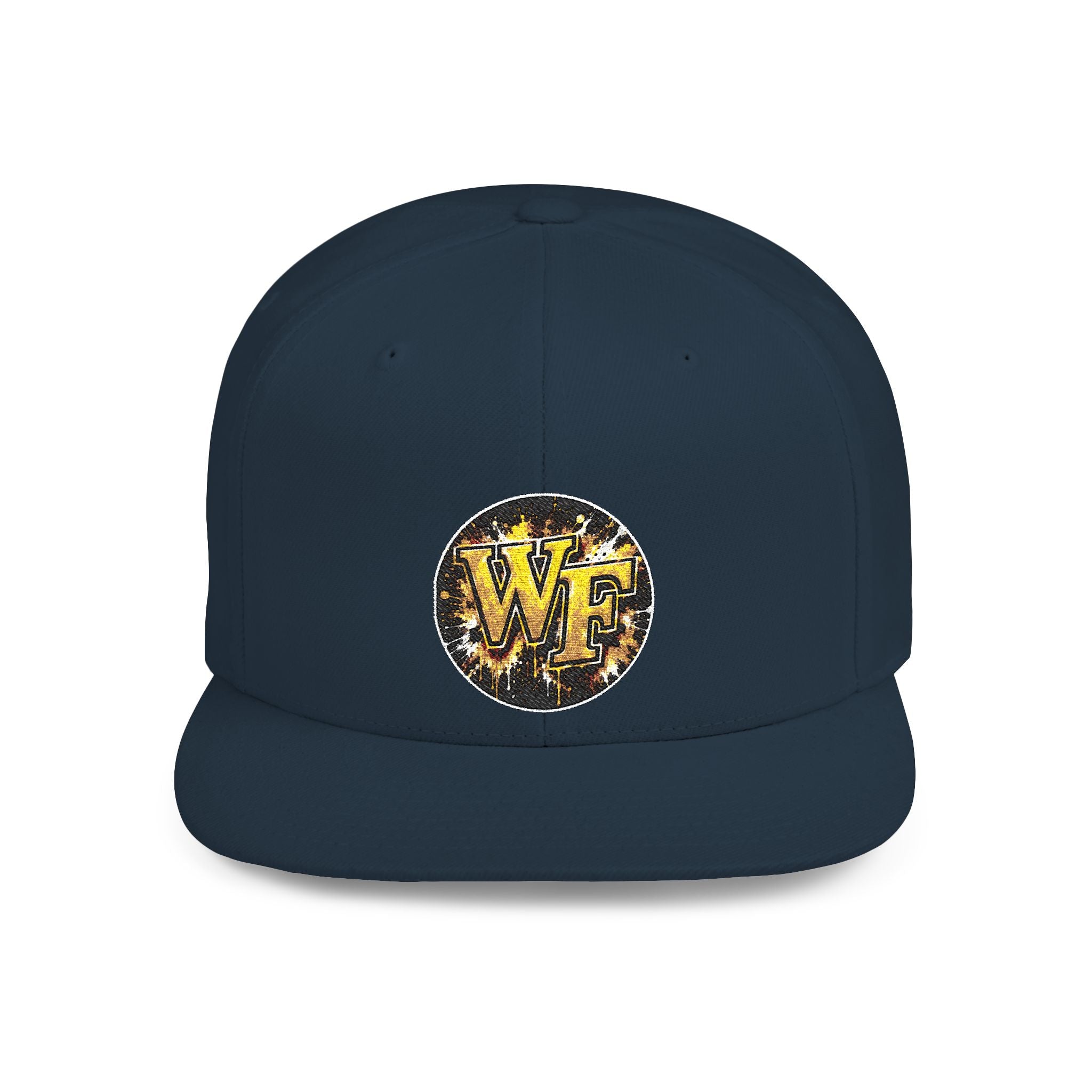 Snapback Hat — WF Gold Leopard Logo Flat Bill Cap