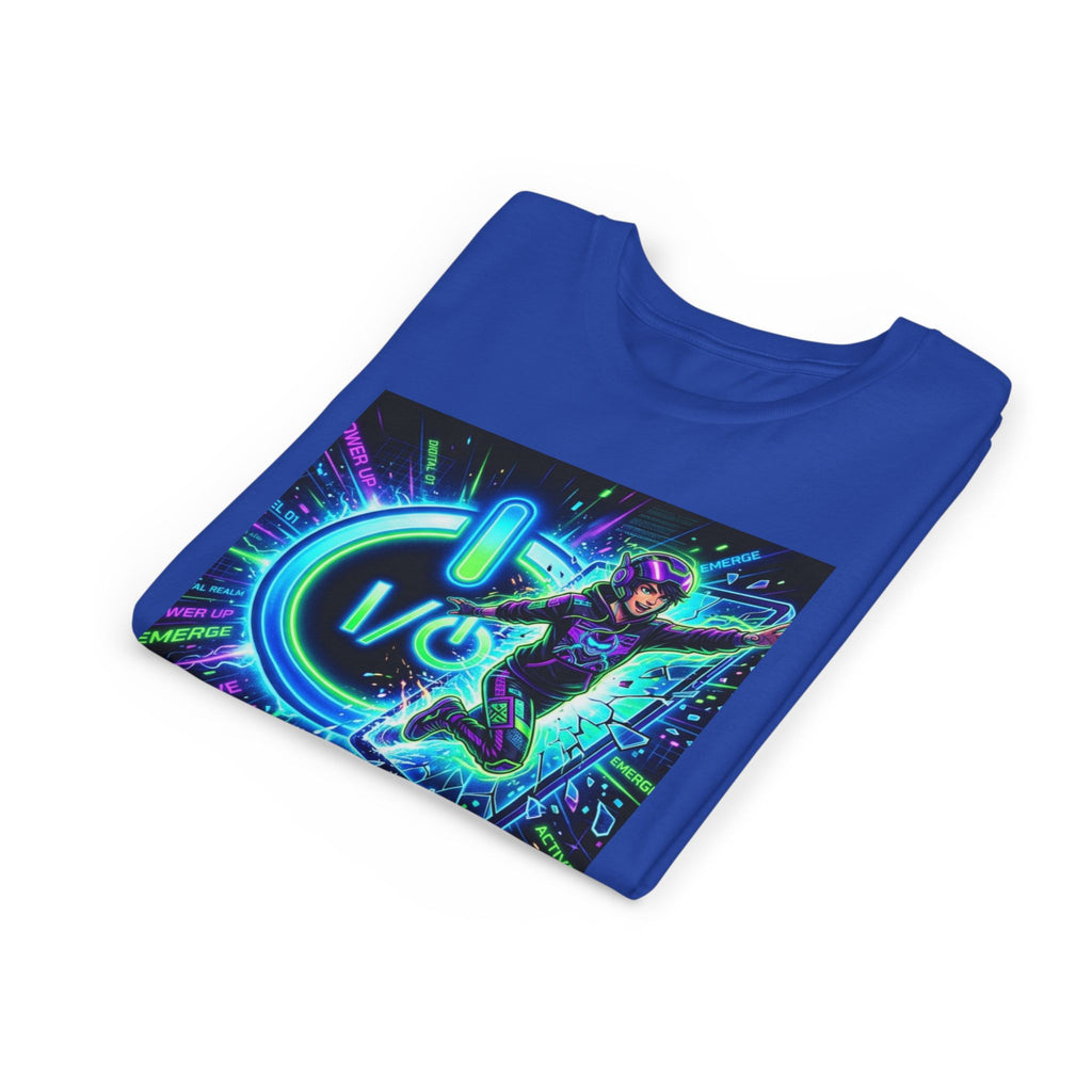 Neon Power Button Tee — Gamer Screen Escape Youth T-Shirt