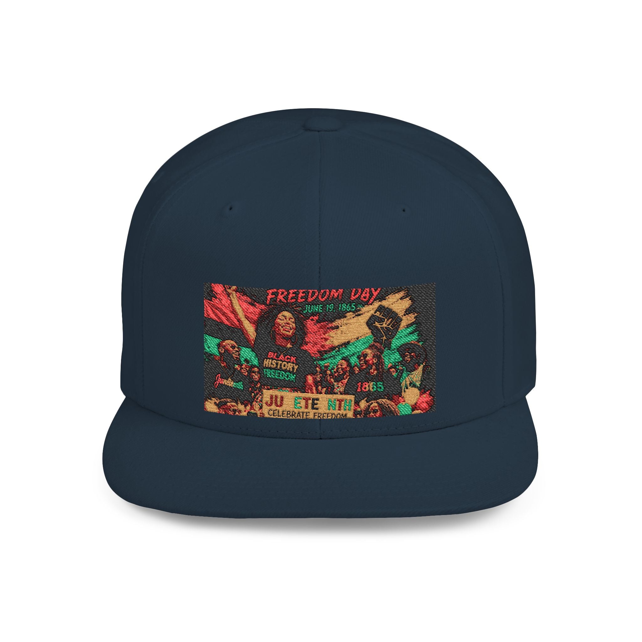 Reggae Vibes Flat Bill Snapback Hat — Colorful Rasta Music Patch
