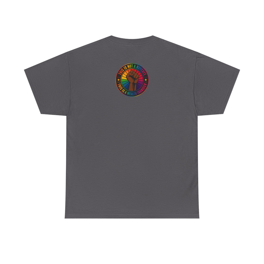 Graphic Tee — "I'm White, But Not THAT White" Illustration with Back Raised Fist Logo