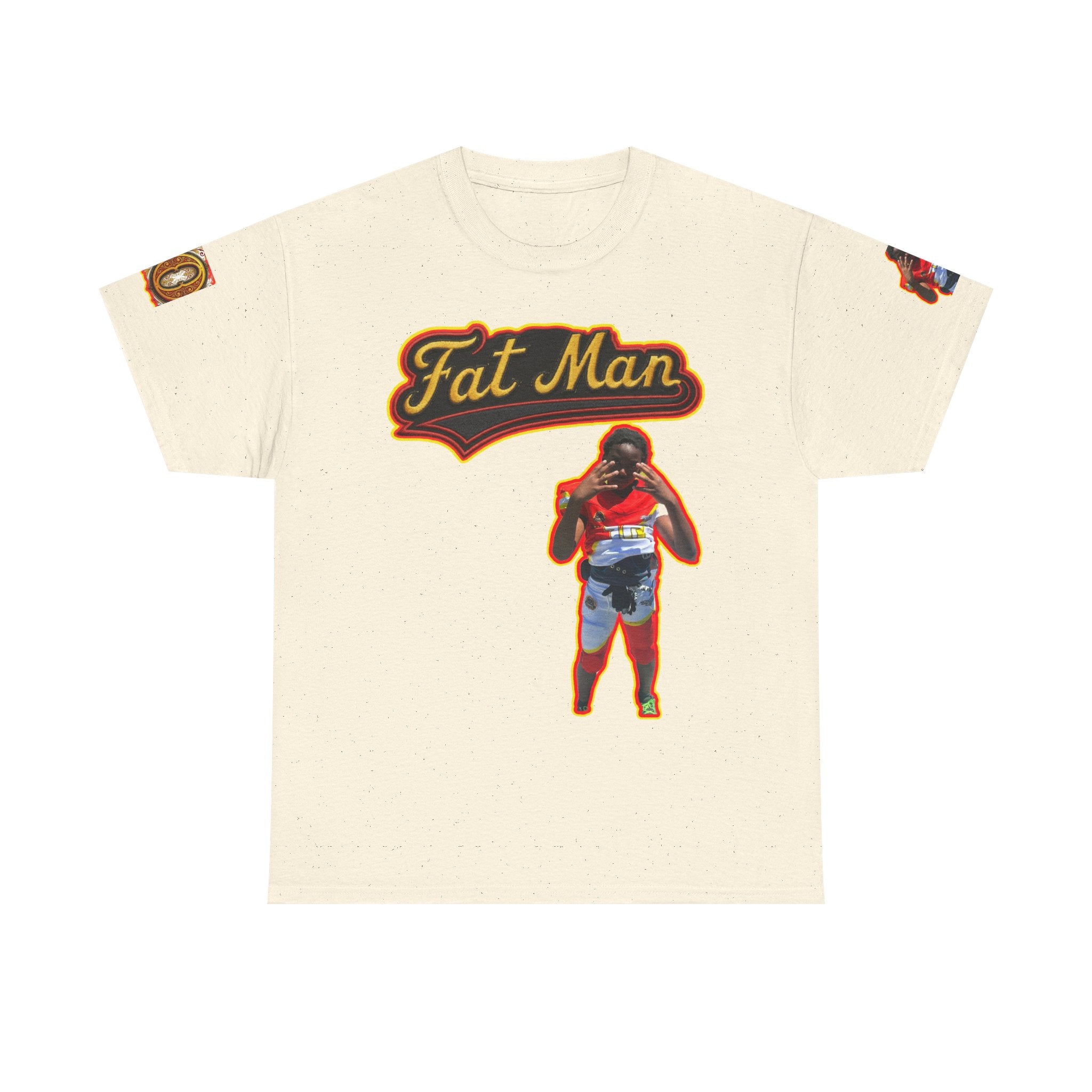 Fat Man Graphic Tee — Retro Boxing Design with '10' Back Patch
