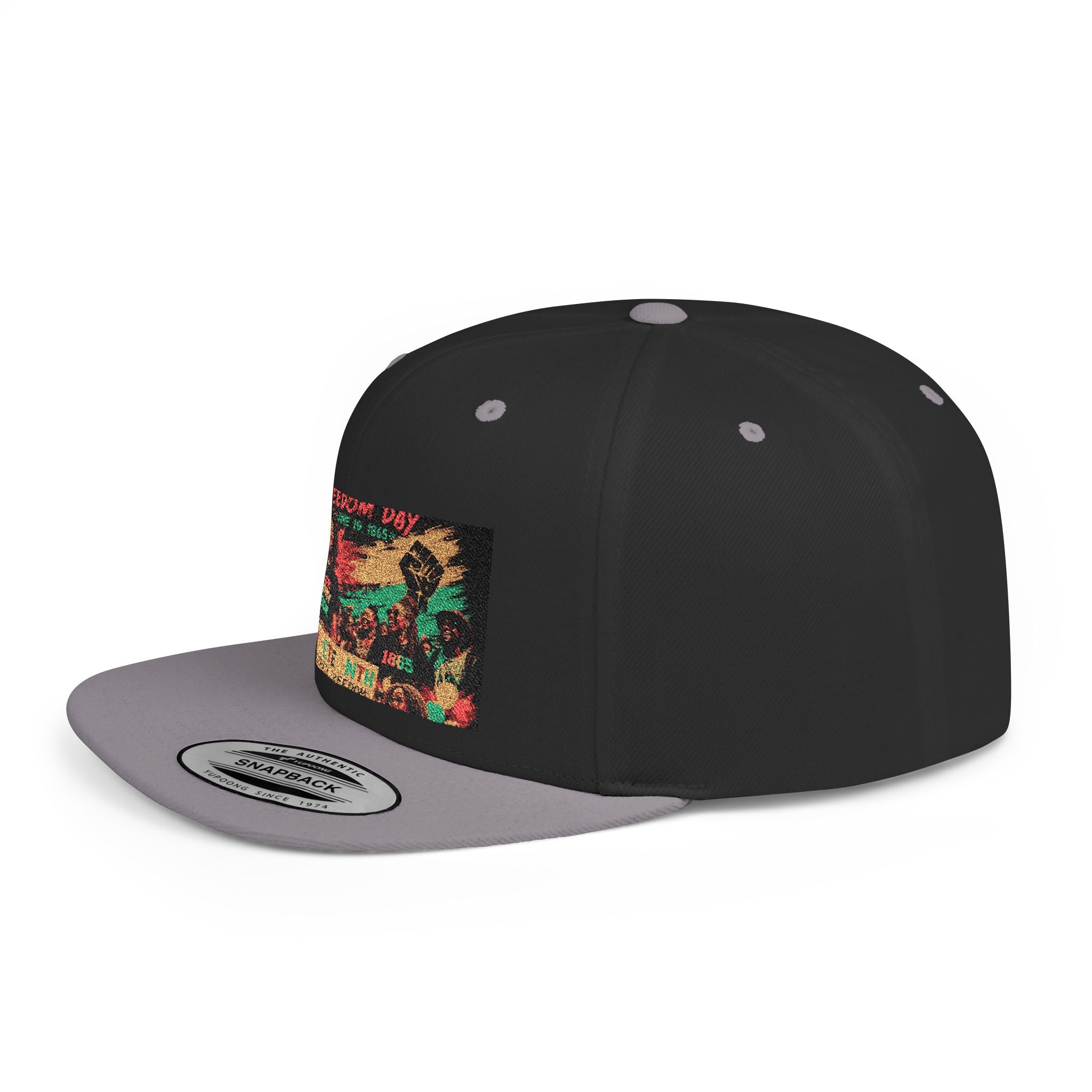 Reggae Vibes Flat Bill Snapback Hat — Colorful Rasta Music Patch