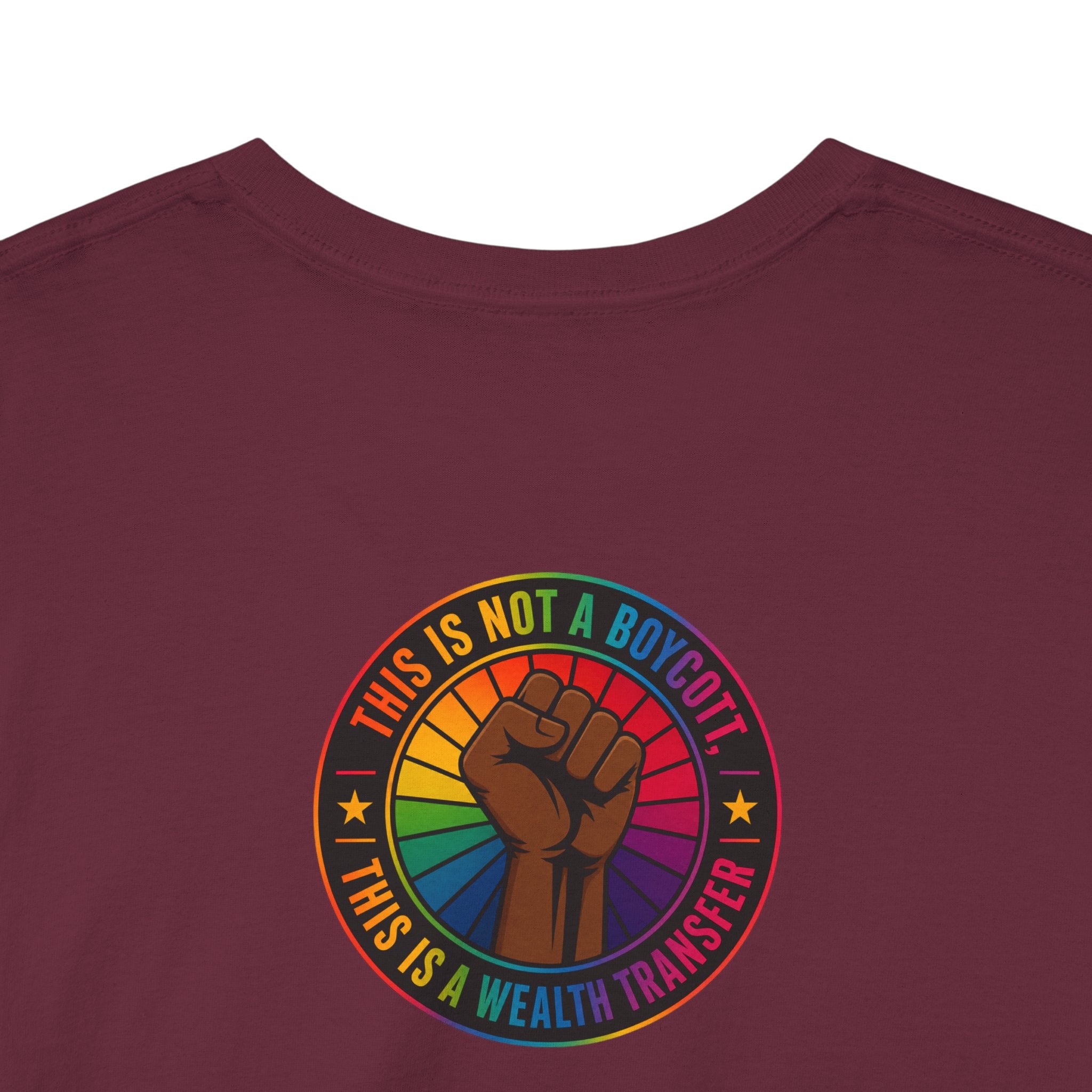 Graphic Tee — "I'm White, But Not THAT White" Illustration with Back Raised Fist Logo
