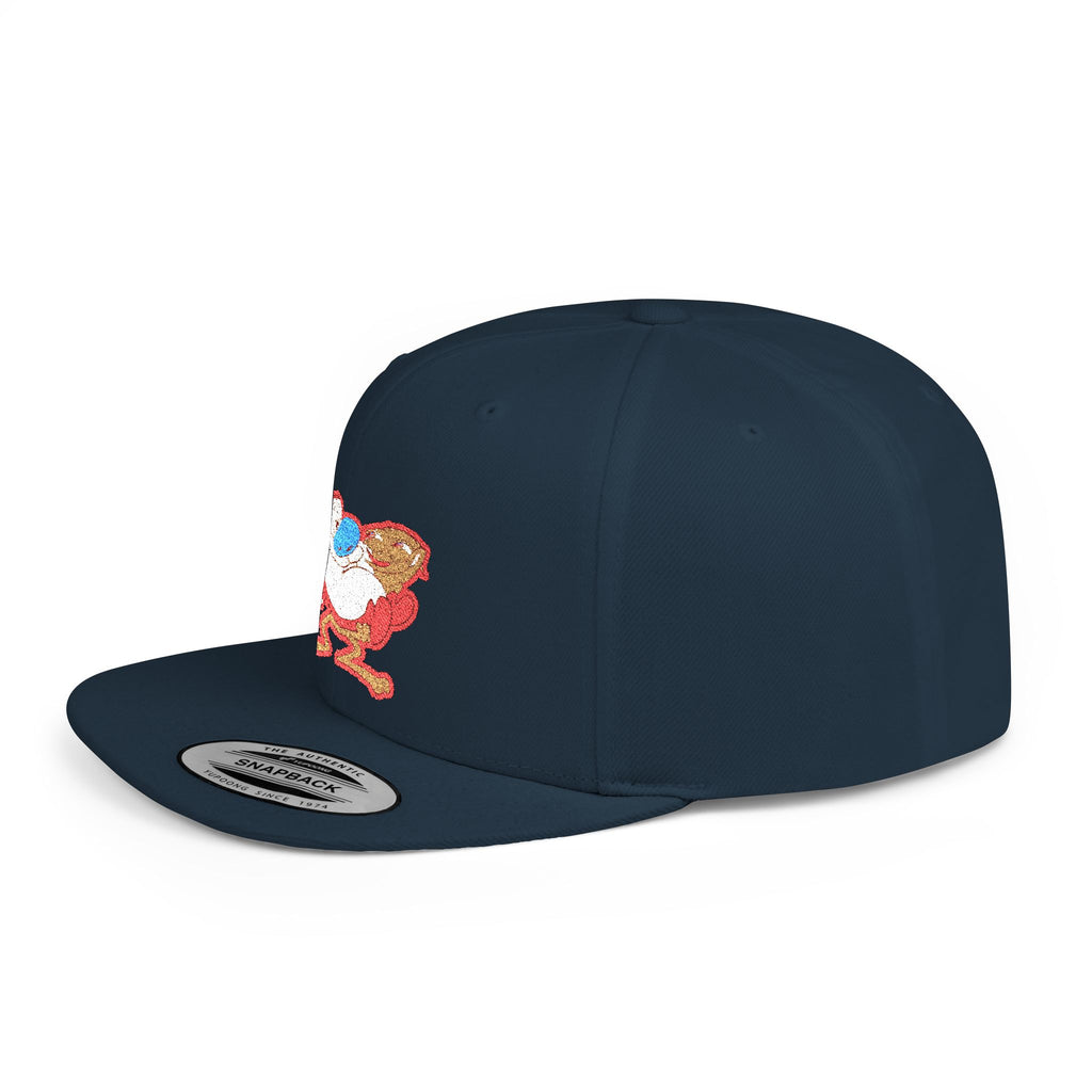 Retro Cartoon Egg Character Flat Bill Snapback Hat