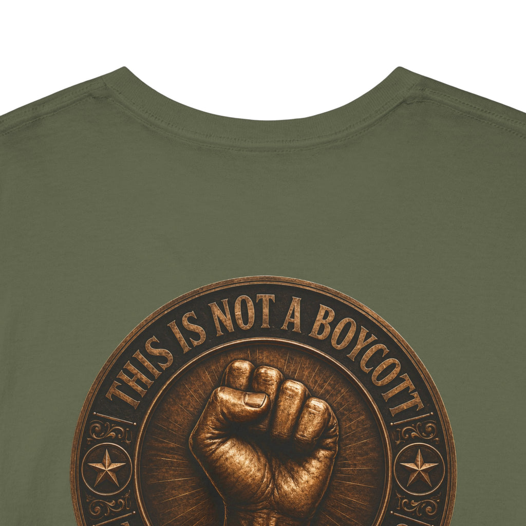 Graphic Tee — 'This Is Not A Boycott' Fist Emblem with Vintage Group Portrait