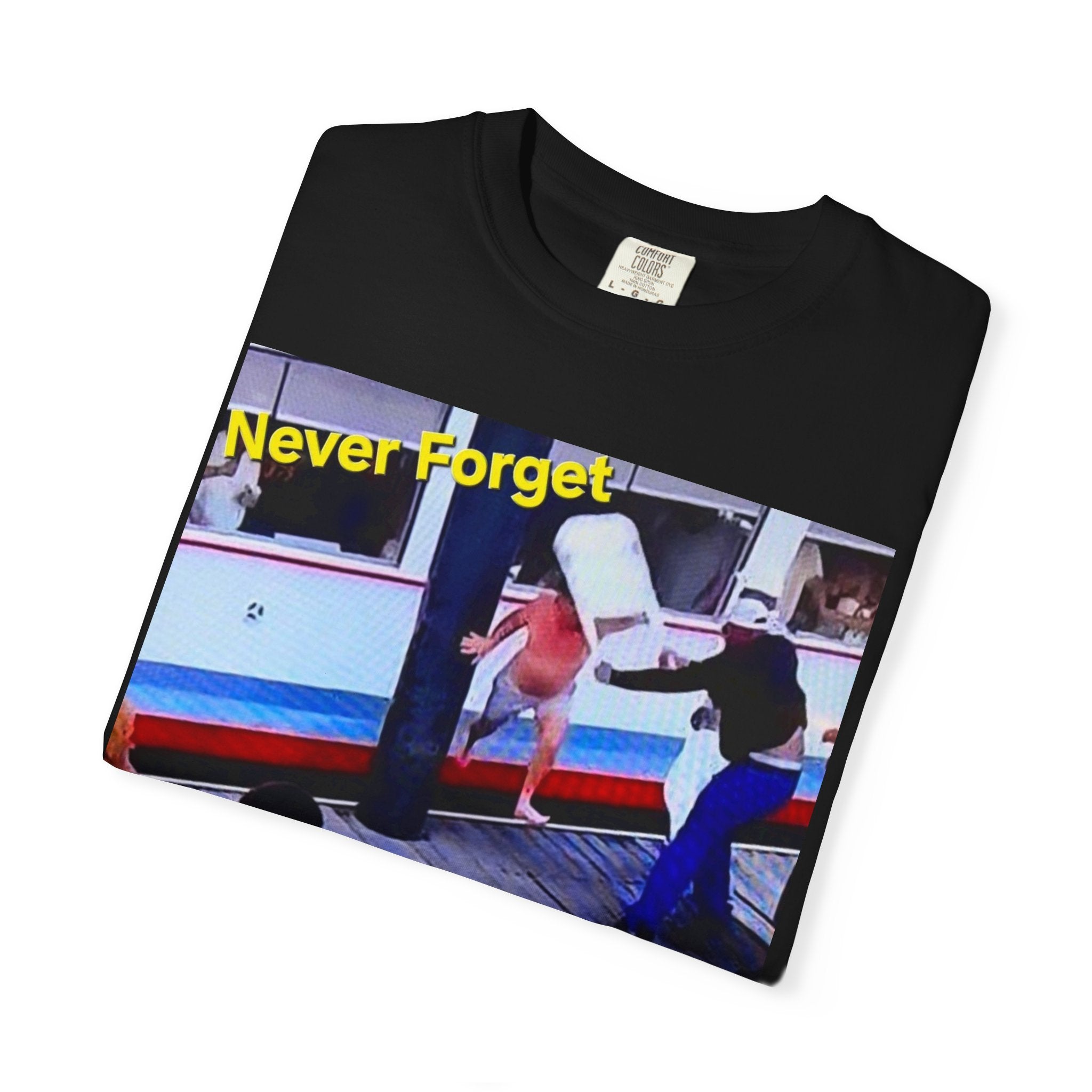 Juneteenth Protest Photo Tee — "Never Forget, Happy Juneteenth" Black T-Shirt