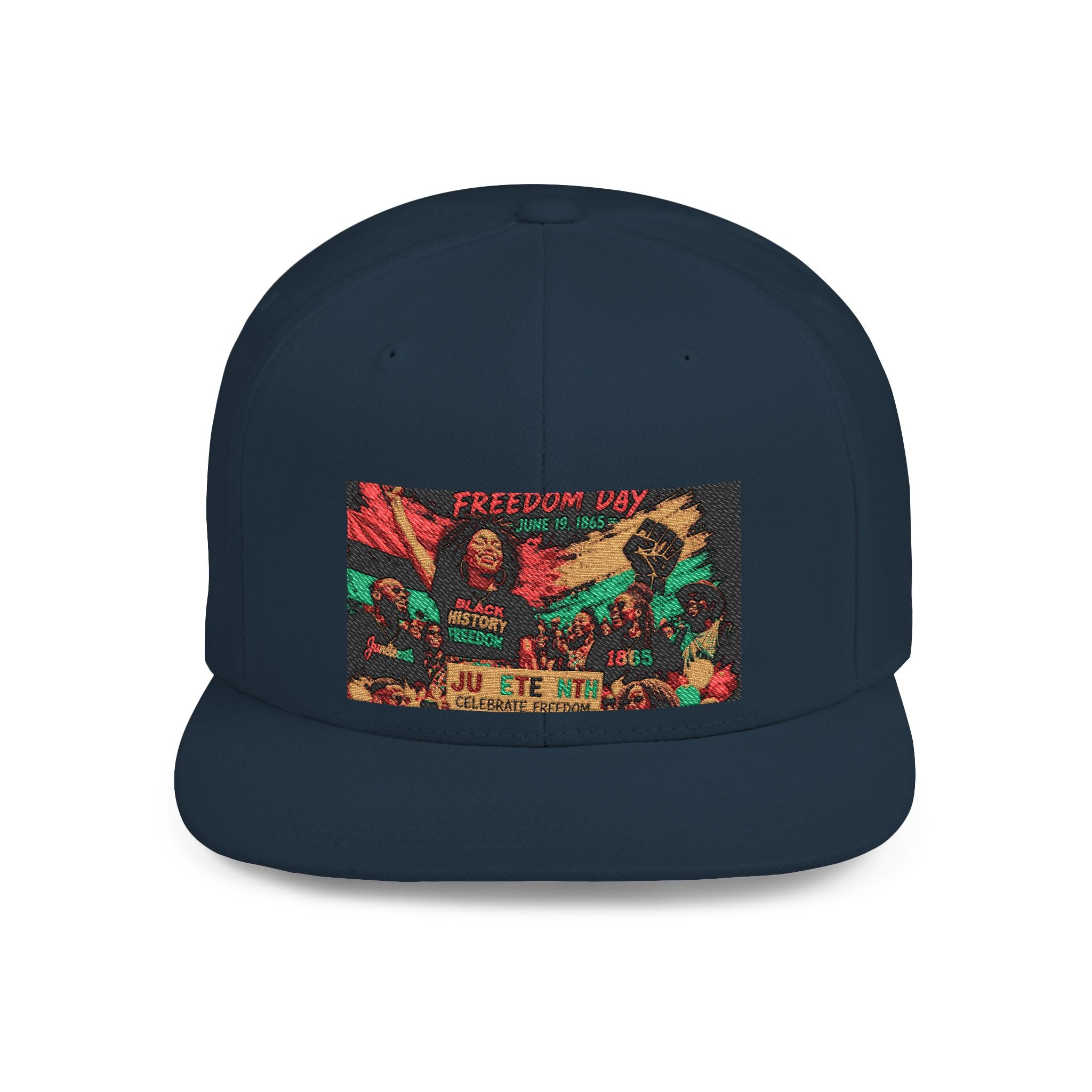 Reggae Vibes Flat Bill Snapback Hat — Colorful Rasta Music Patch