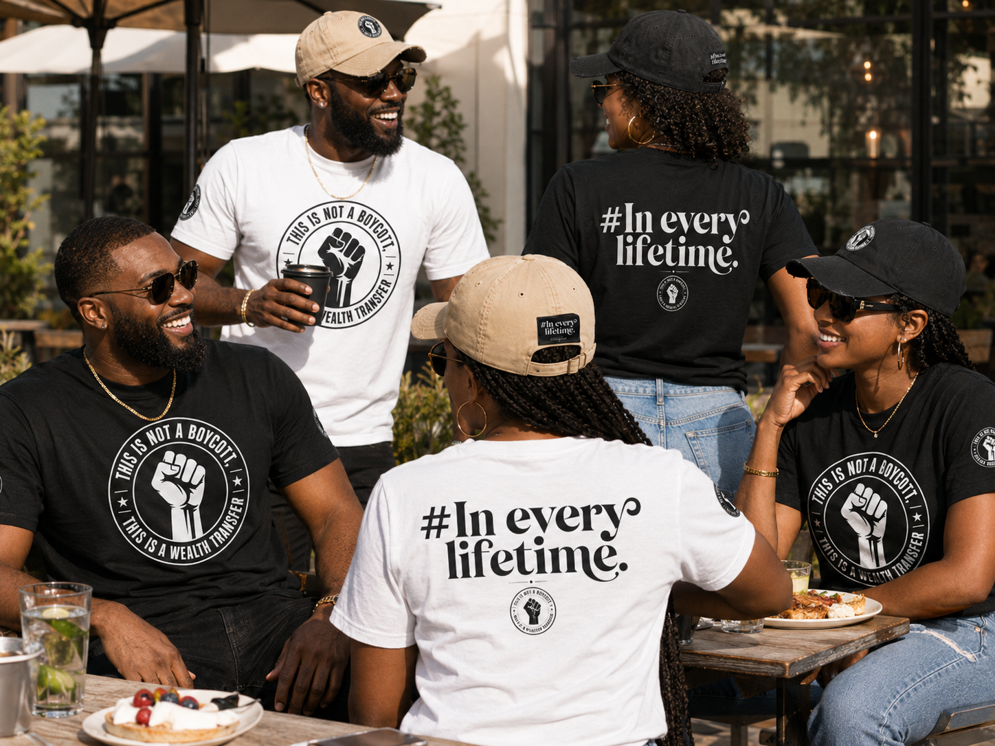 Political Protest Tee — “This Is Not a Boycott, This Is a Wealth Transfer” Shirt (Back: #InEveryLifetime)