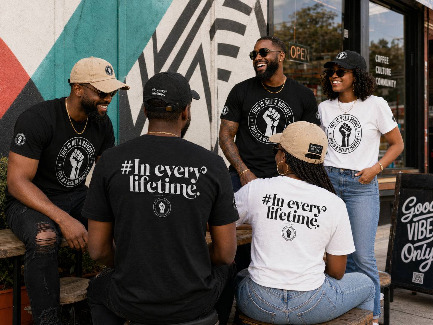 Political Protest Tee — “This Is Not a Boycott, This Is a Wealth Transfer” Shirt (Back: #InEveryLifetime)