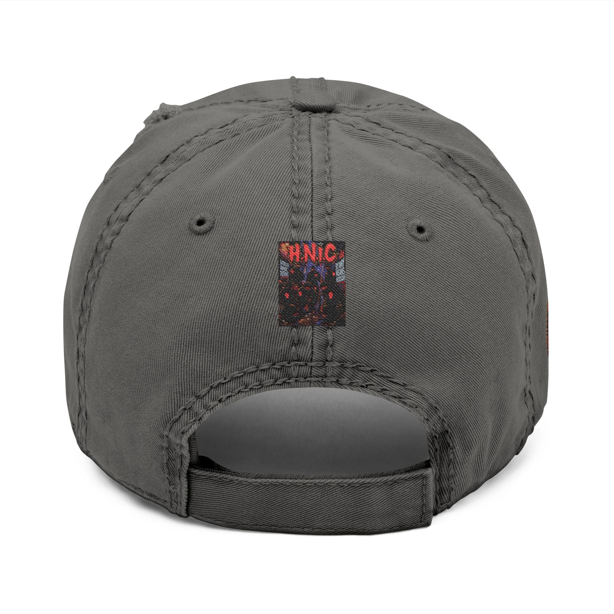 Distressed Embroidered 'HNIC' Dad Hat — Vintage Streetwear Cap