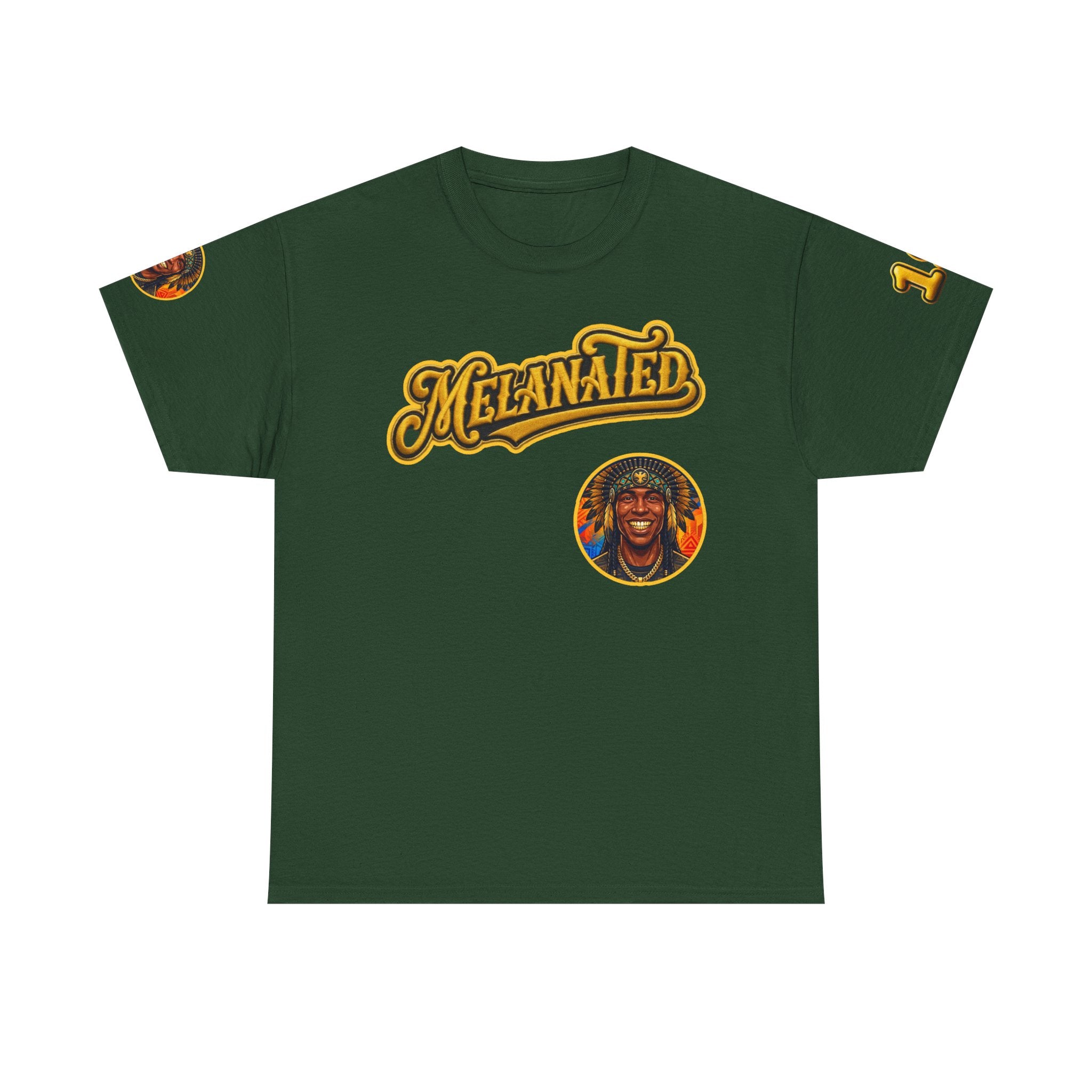 Melanated 19 Graphic Tee — Retro Script Logo & Gold Number Baseball Shirt