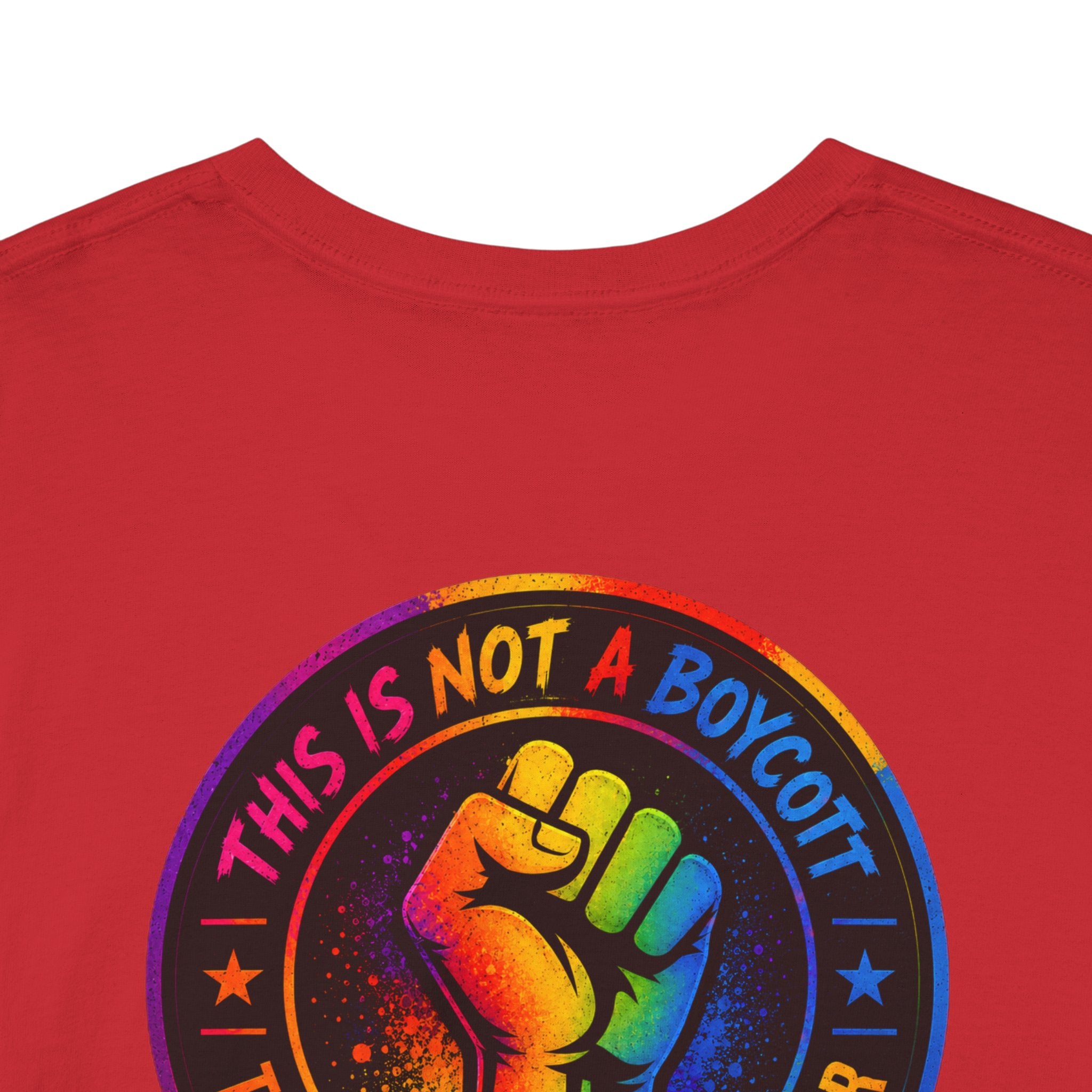 T-Shirt — Rainbow Empowerment Portrait Tee ("This Is Not A Boycott, This Is A Human Transaction")