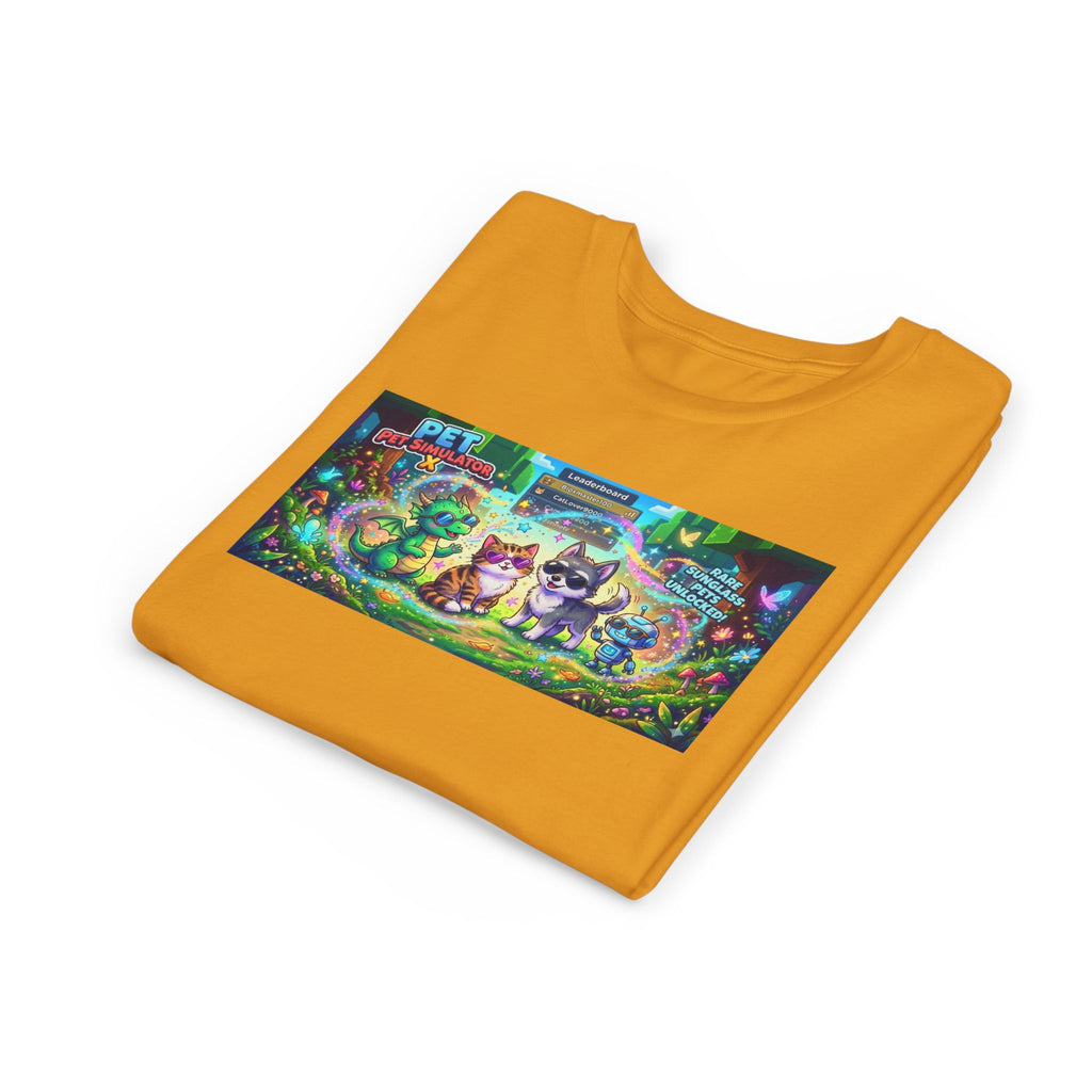 Cute Fantasy Pets Sunglasses Tee — Dragon, Cat, Wolf & Robot Pets