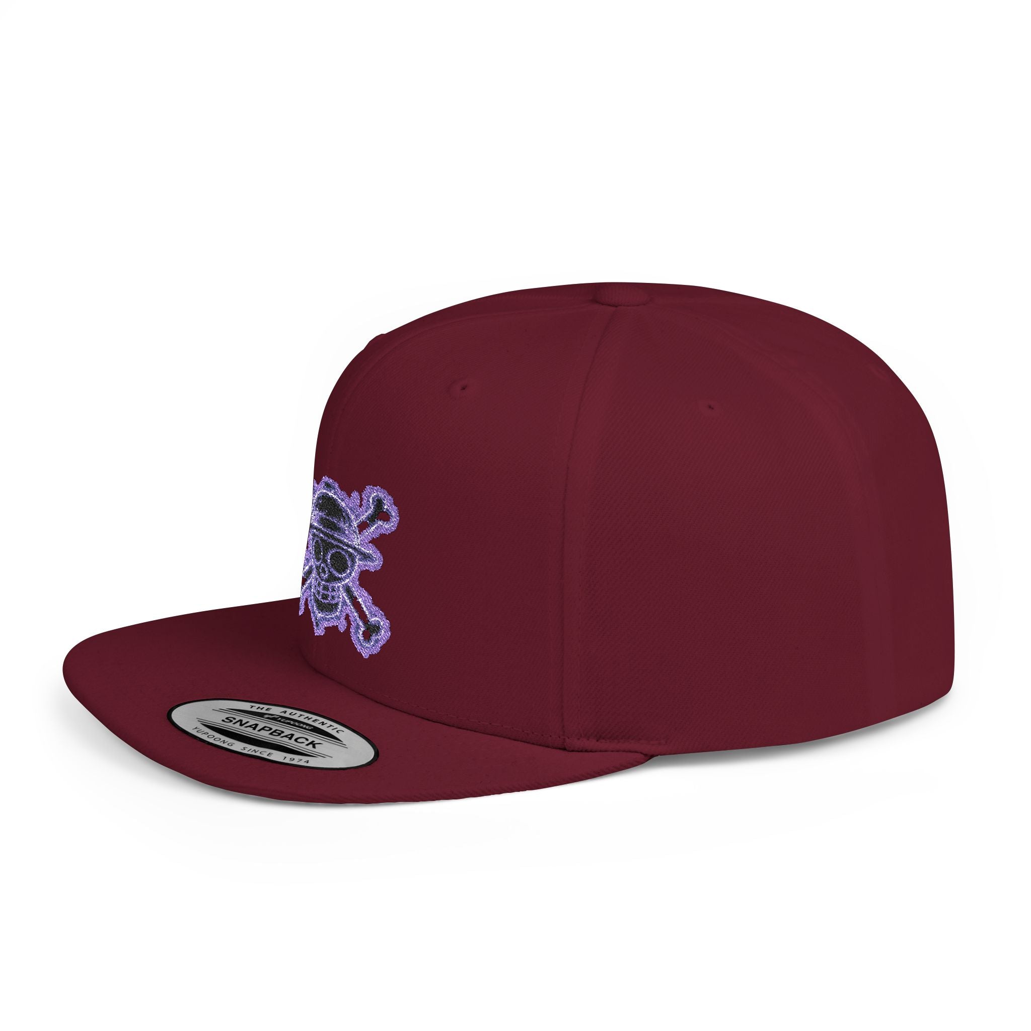 Purple Glitter Skull Snapback Hat - Flat Bill Adjustable Cap