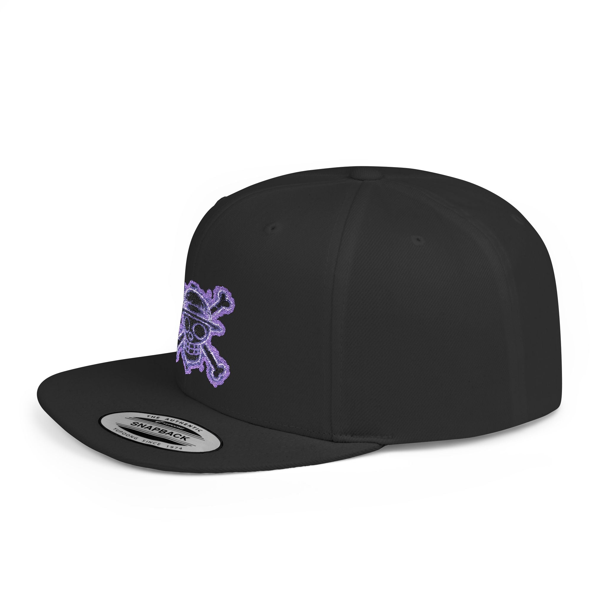 Purple Glitter Skull Snapback Hat - Flat Bill Adjustable Cap