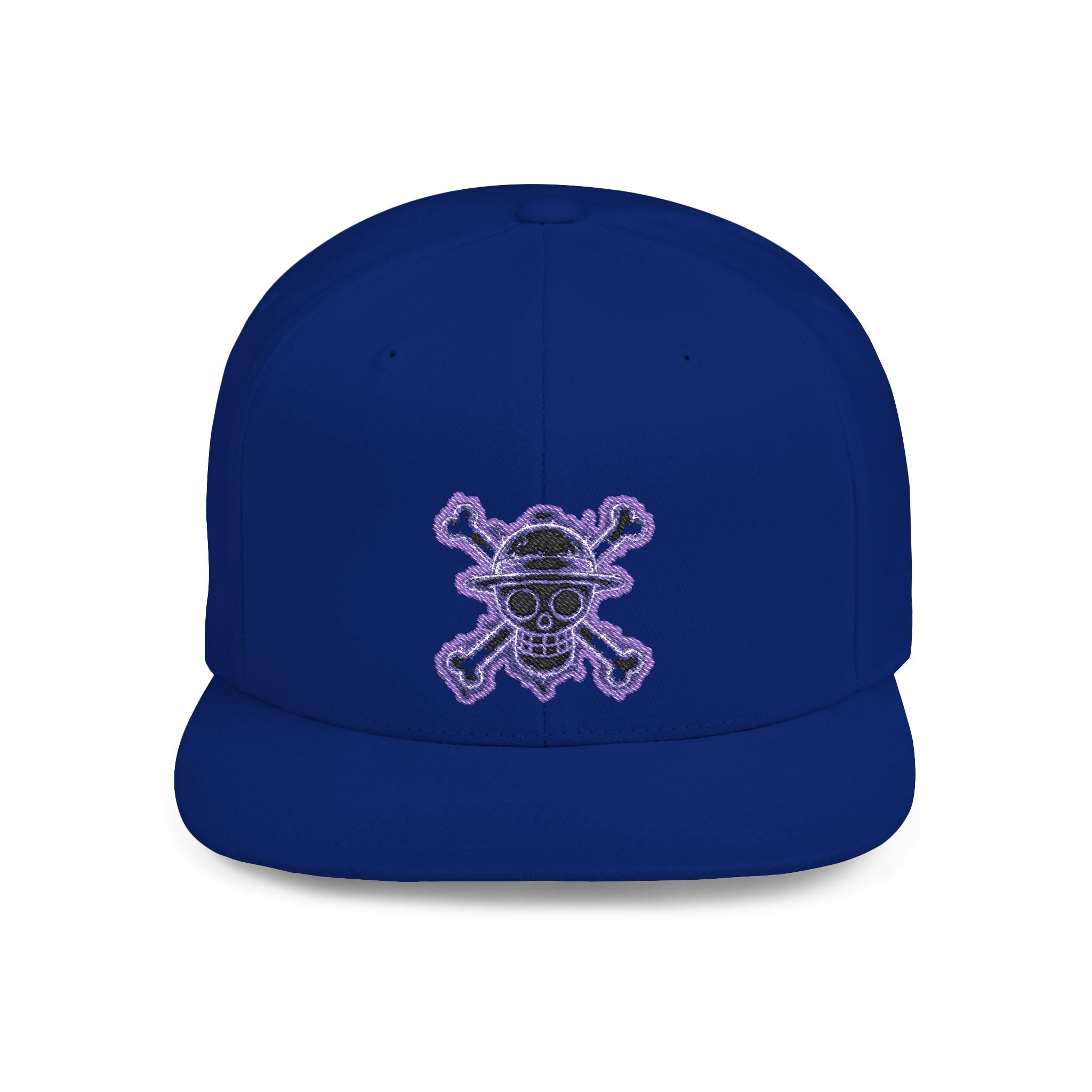 Purple Glitter Skull Snapback Hat - Flat Bill Adjustable Cap
