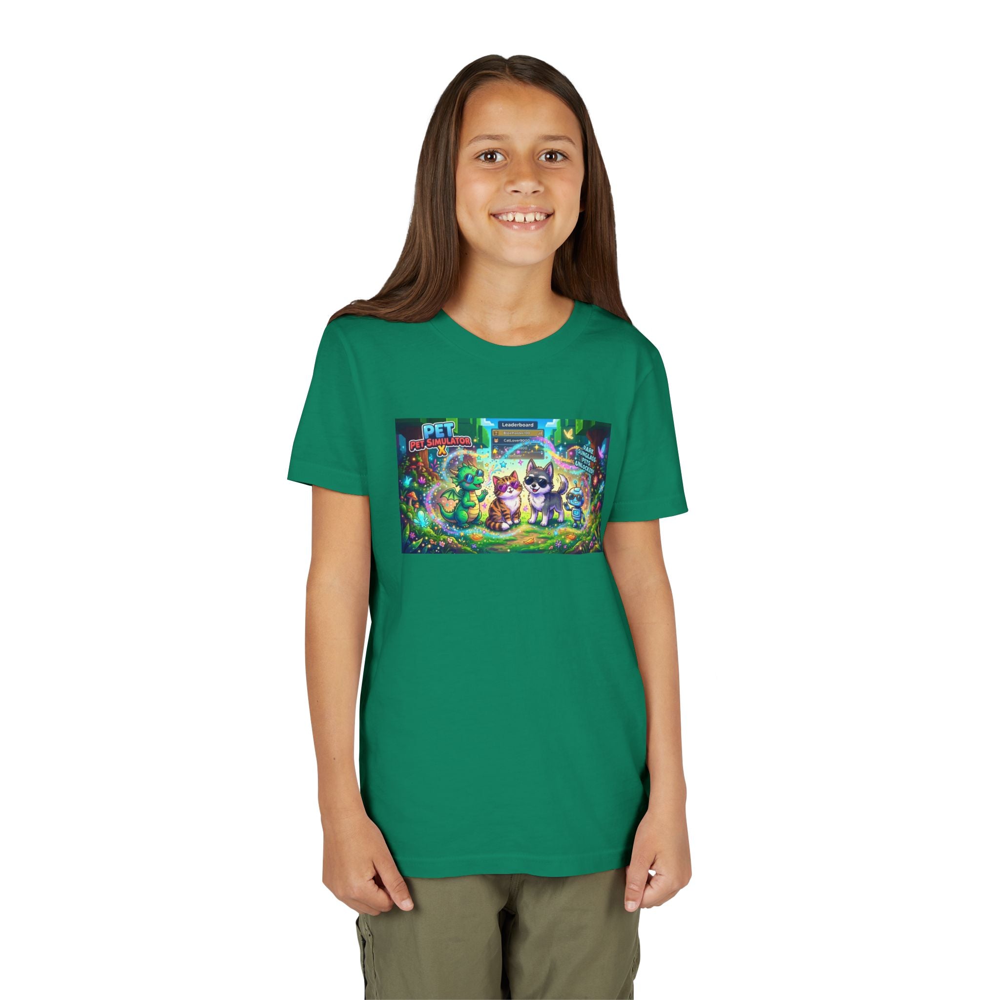 Cute Fantasy Pets Sunglasses Tee — Dragon, Cat, Wolf & Robot Pets