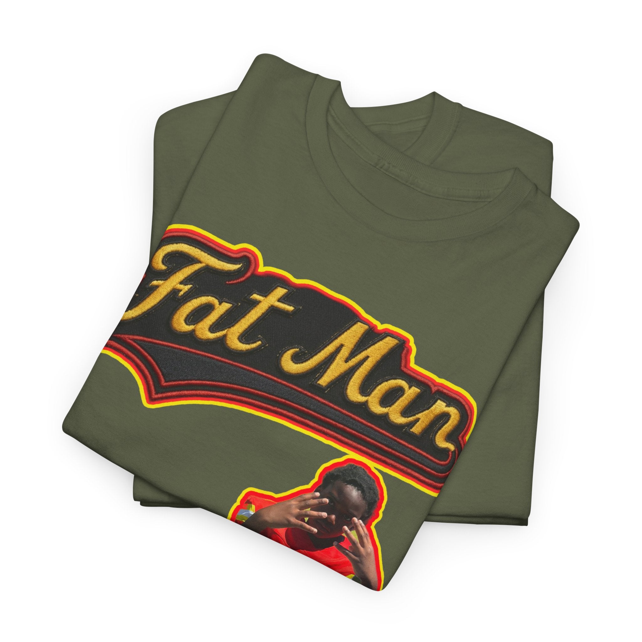 Fat Man Graphic Tee — Retro Boxing Design with '10' Back Patch