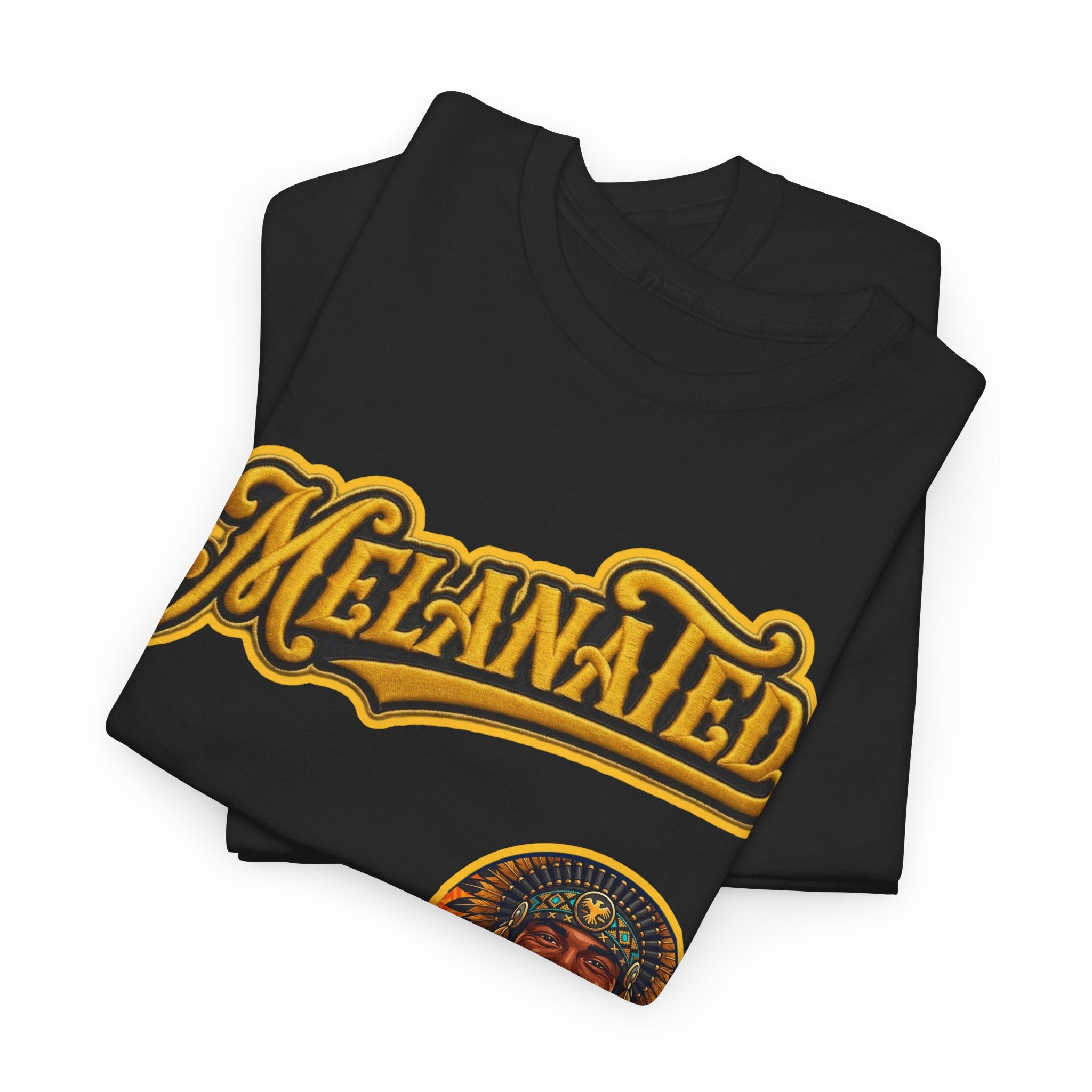 Melanated 19 Graphic Tee — Retro Script Logo & Gold Number Baseball Shirt