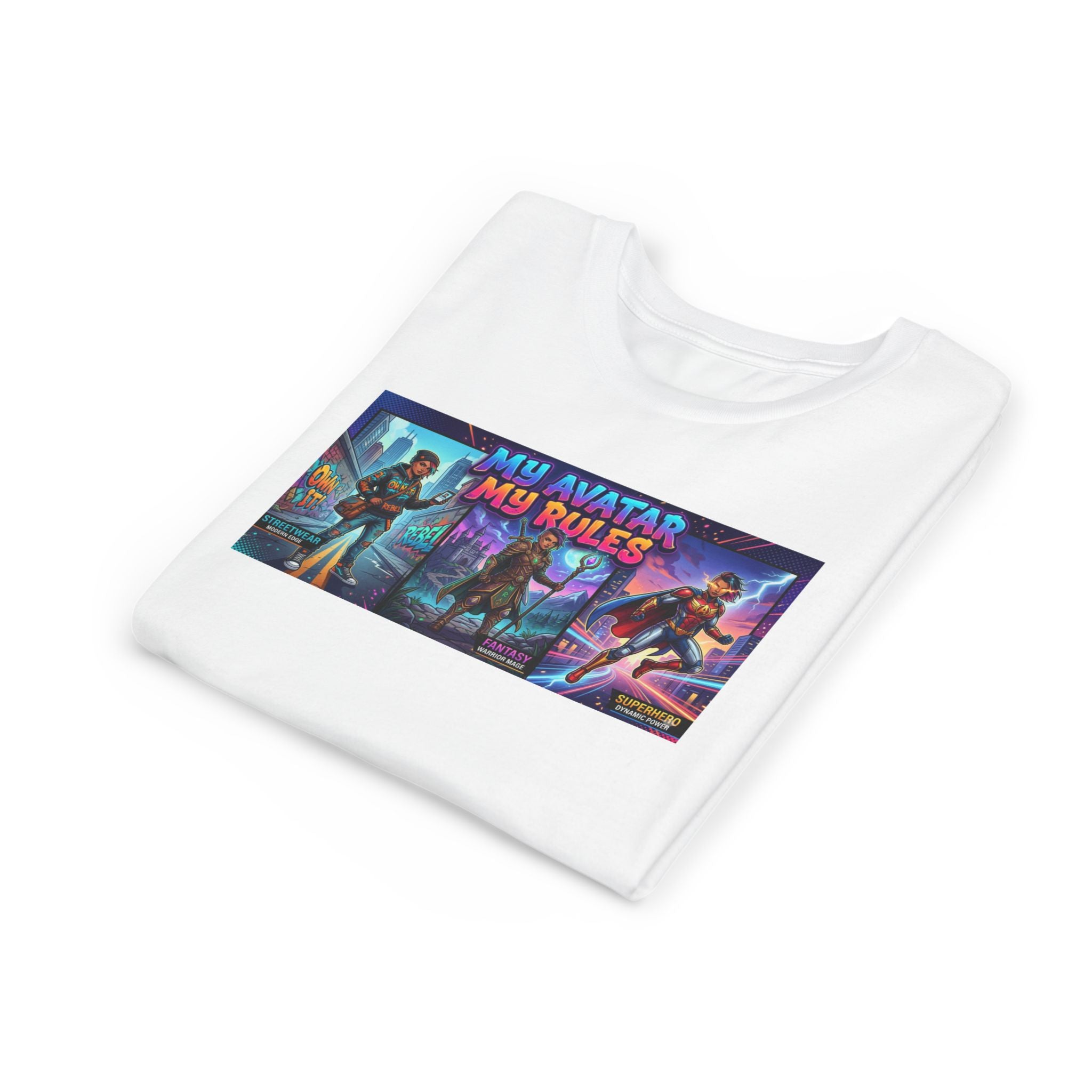 Youth Tee — “MY AVATAR MY RULES” Customizable Character Graphic