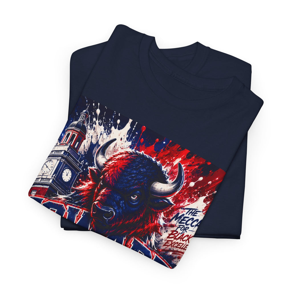 Howard University Buffalo Spirit Tee — HU Bison Red & Blue Campus Shirt