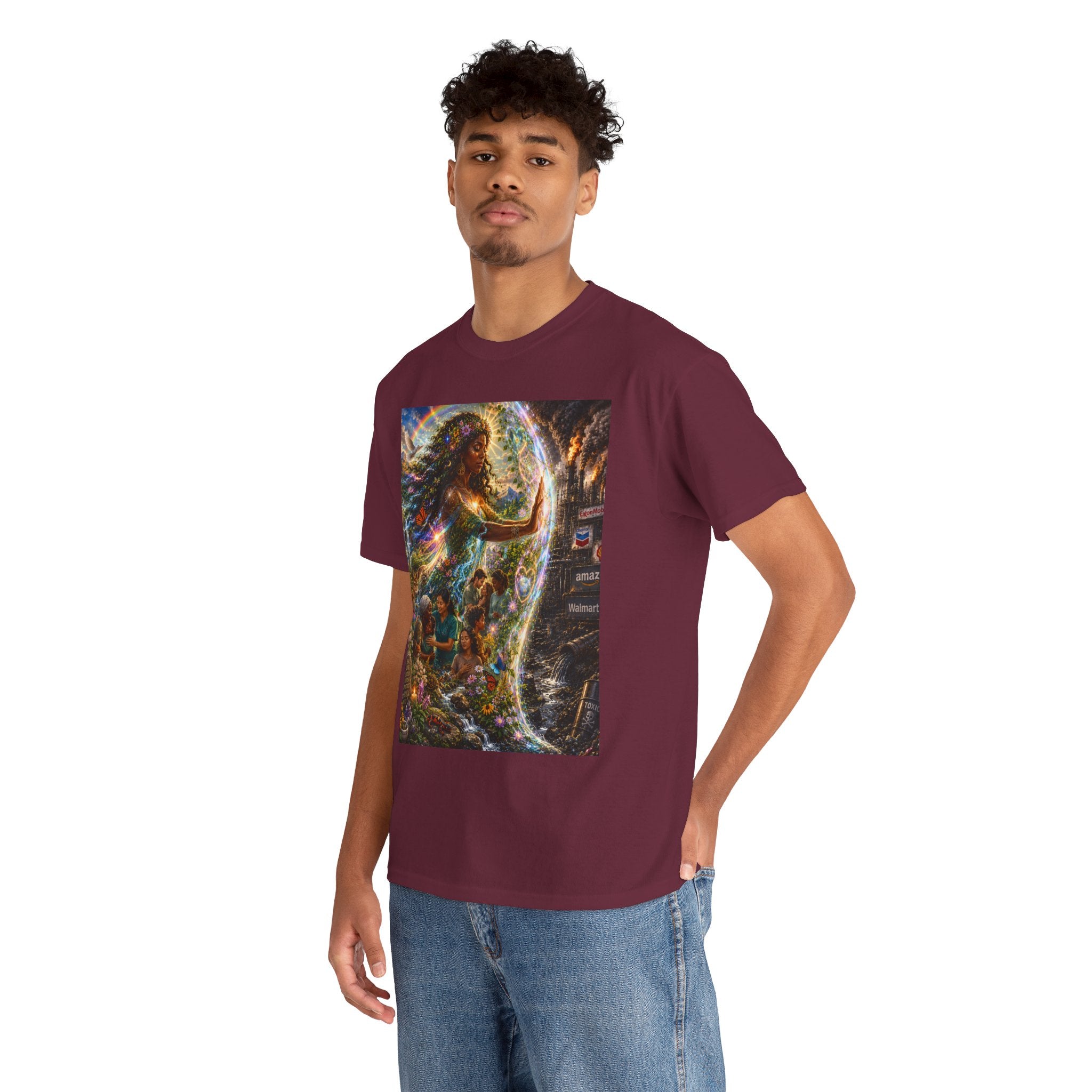 Cosmic Guardian Tee — Earth Mother Spiritual Graphic T-Shirt