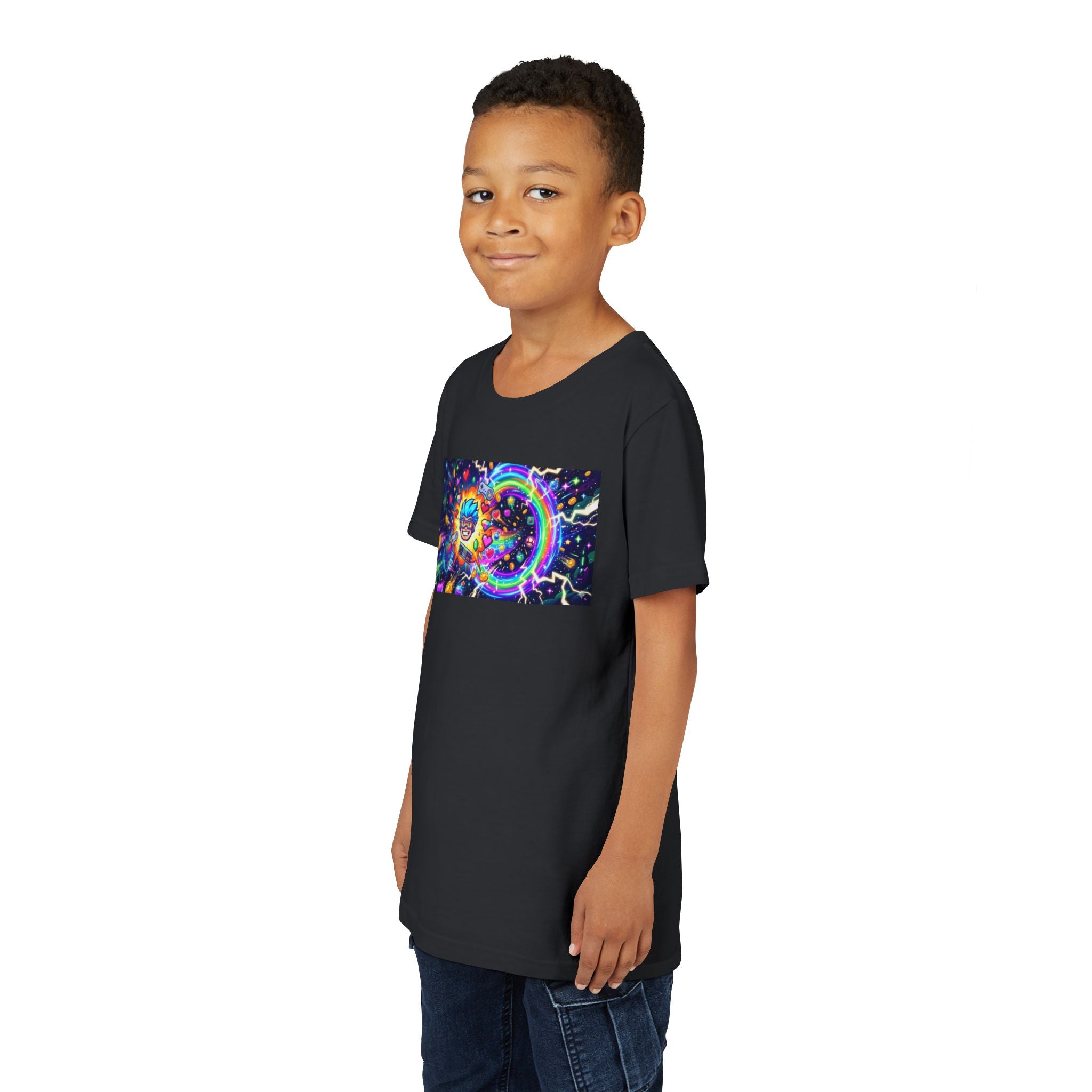 Kids Gaming Tee — Neon Rainbow Portal Gamer Shirt