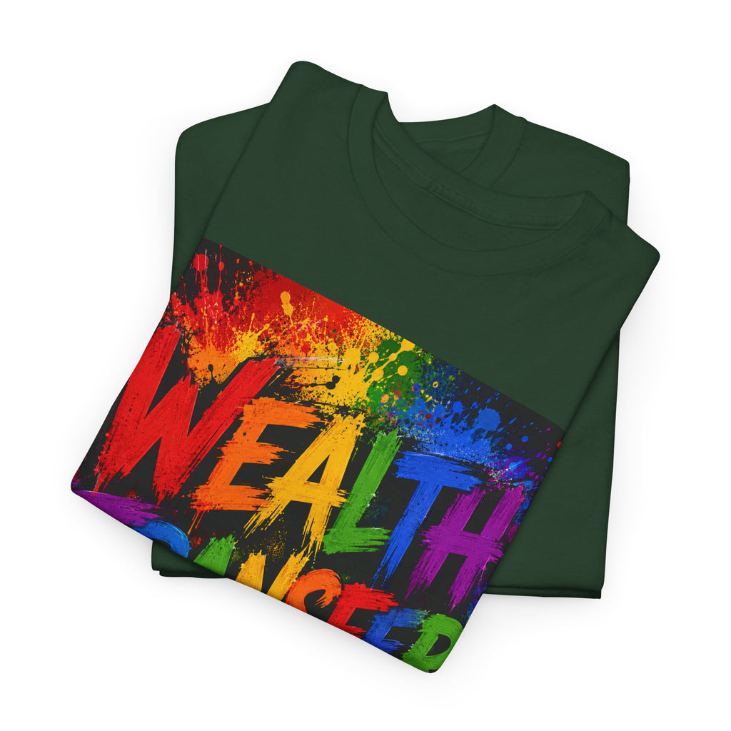 Wealth Transfer T-Shirt — Rainbow Graffiti Design (Back Fist Emblem)