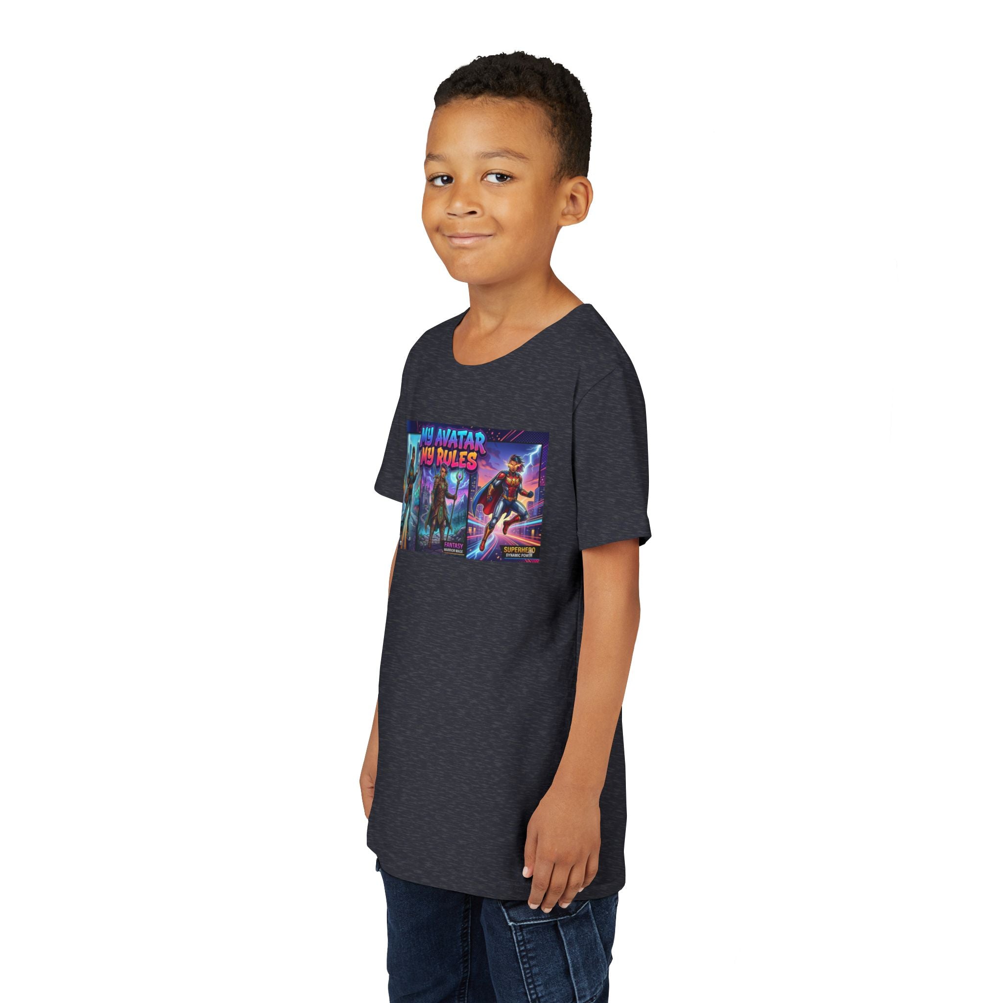 Youth Tee — “MY AVATAR MY RULES” Customizable Character Graphic