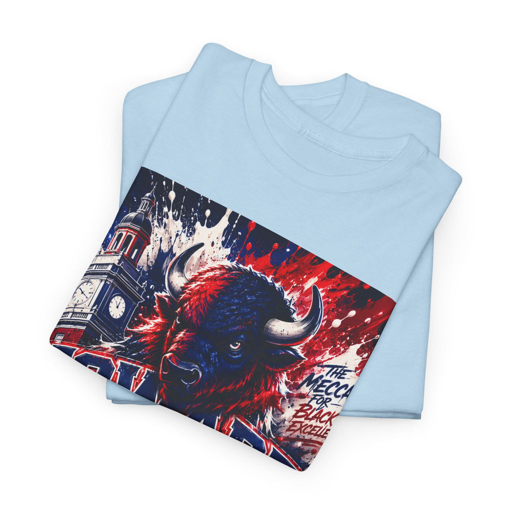 Howard University Buffalo Spirit Tee — HU Bison Red & Blue Campus Shirt