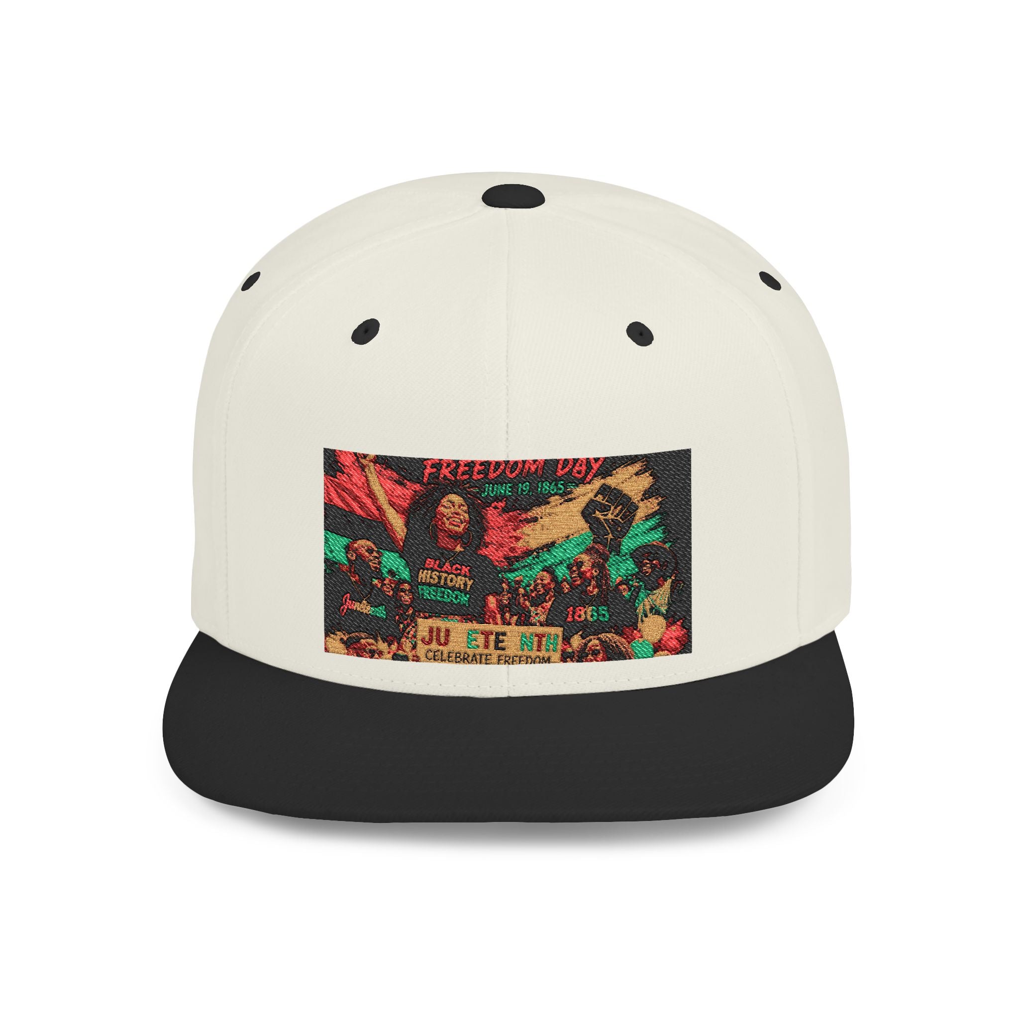 Reggae Vibes Flat Bill Snapback Hat — Colorful Rasta Music Patch