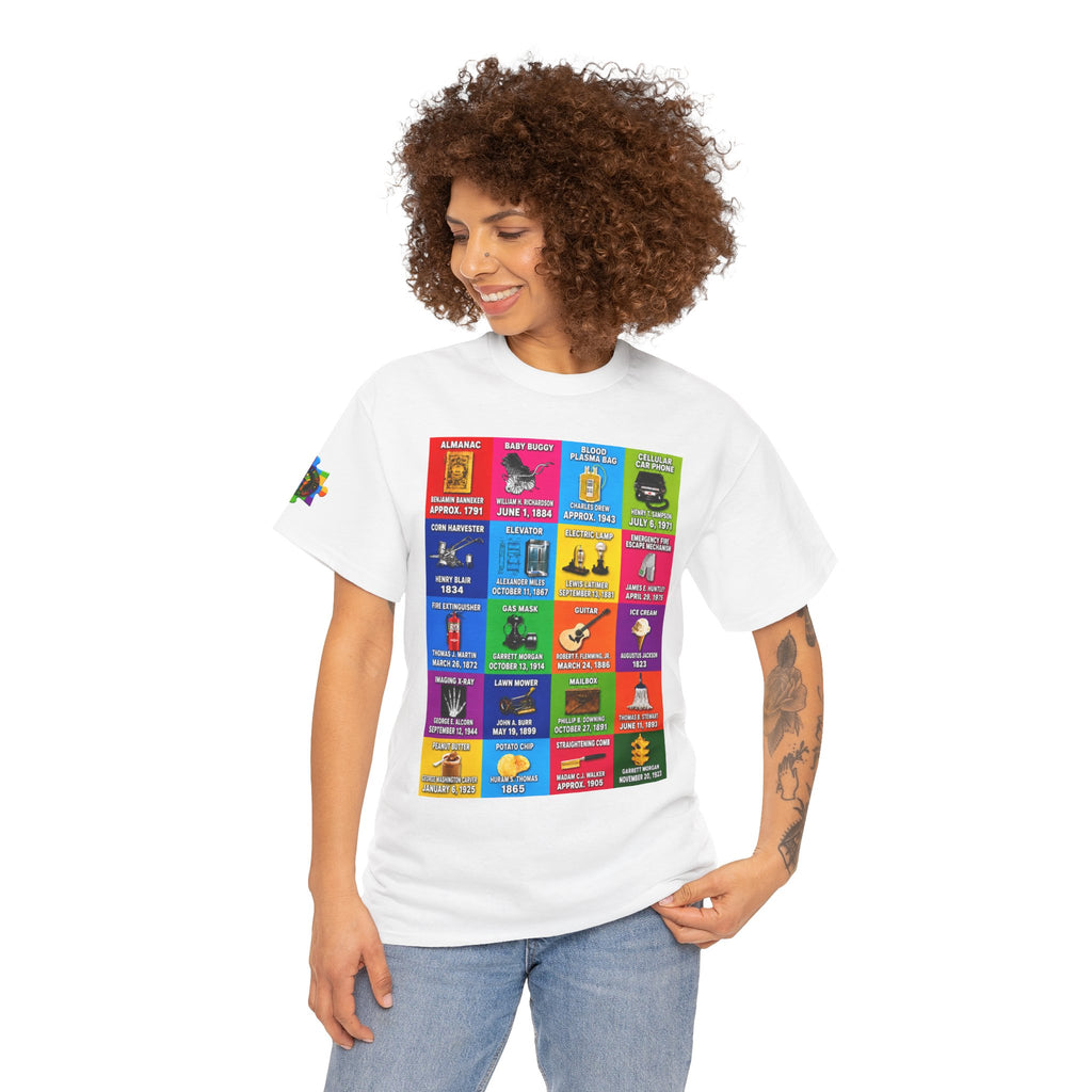 Black inventors Grid T‑Shirt — Colorful Historical Portraits Tee