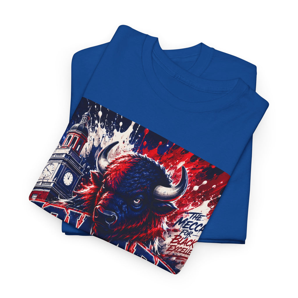 Howard University Buffalo Spirit Tee — HU Bison Red & Blue Campus Shirt