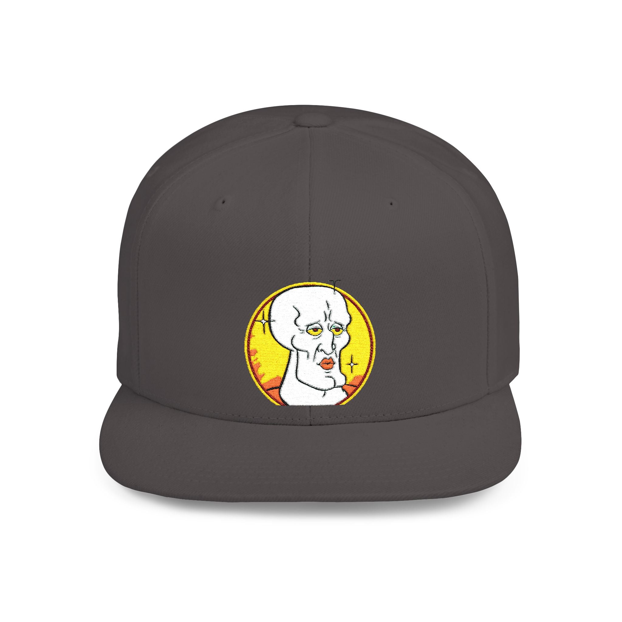 Snapback Hat — Cute Cat Holding Flower Patch, Cute Kawaii Cat Embroidered Cap