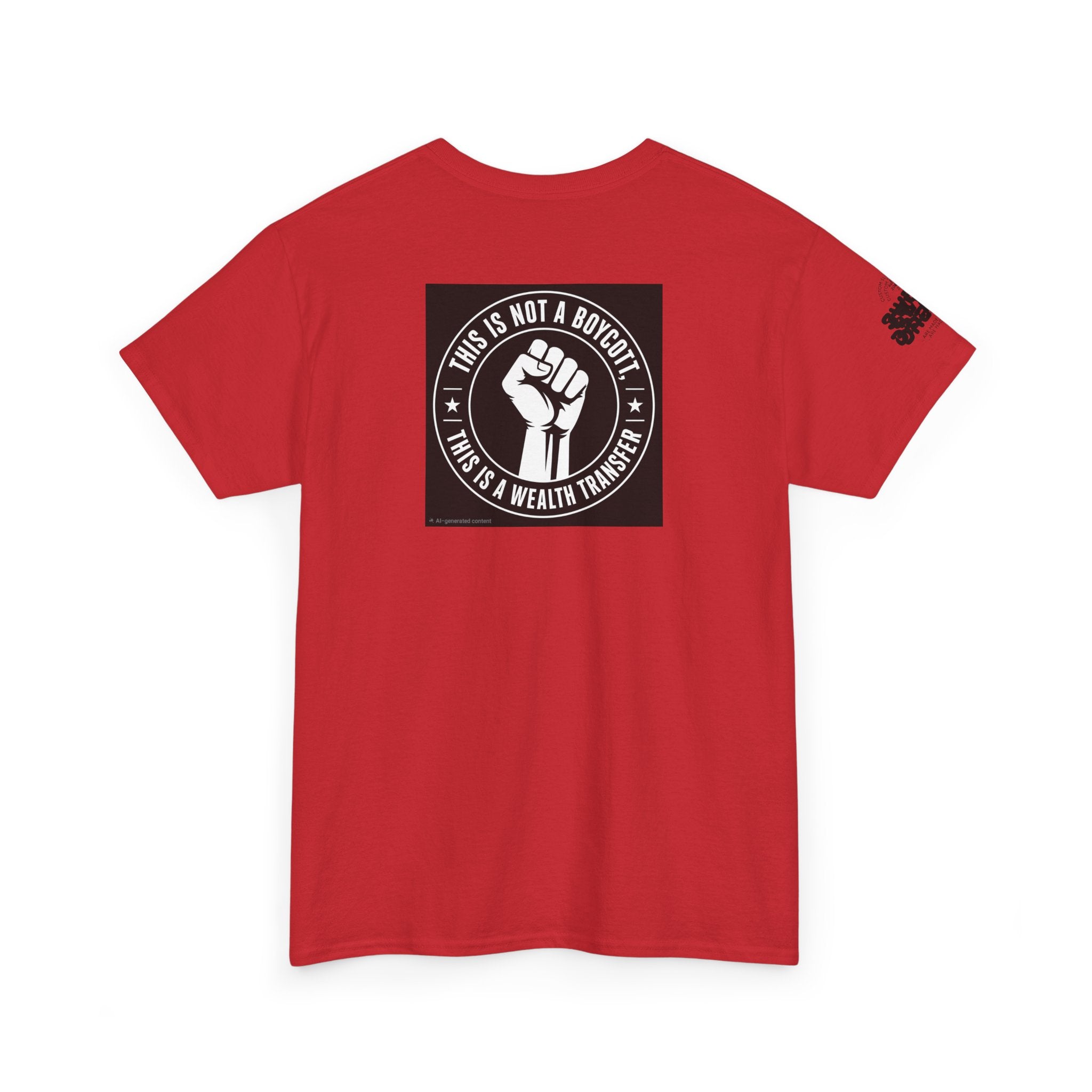 Graphic Tee — 'This Is Not A Boycott, This Is A Wealth Transfer' Back Print with Reading Child Artwork