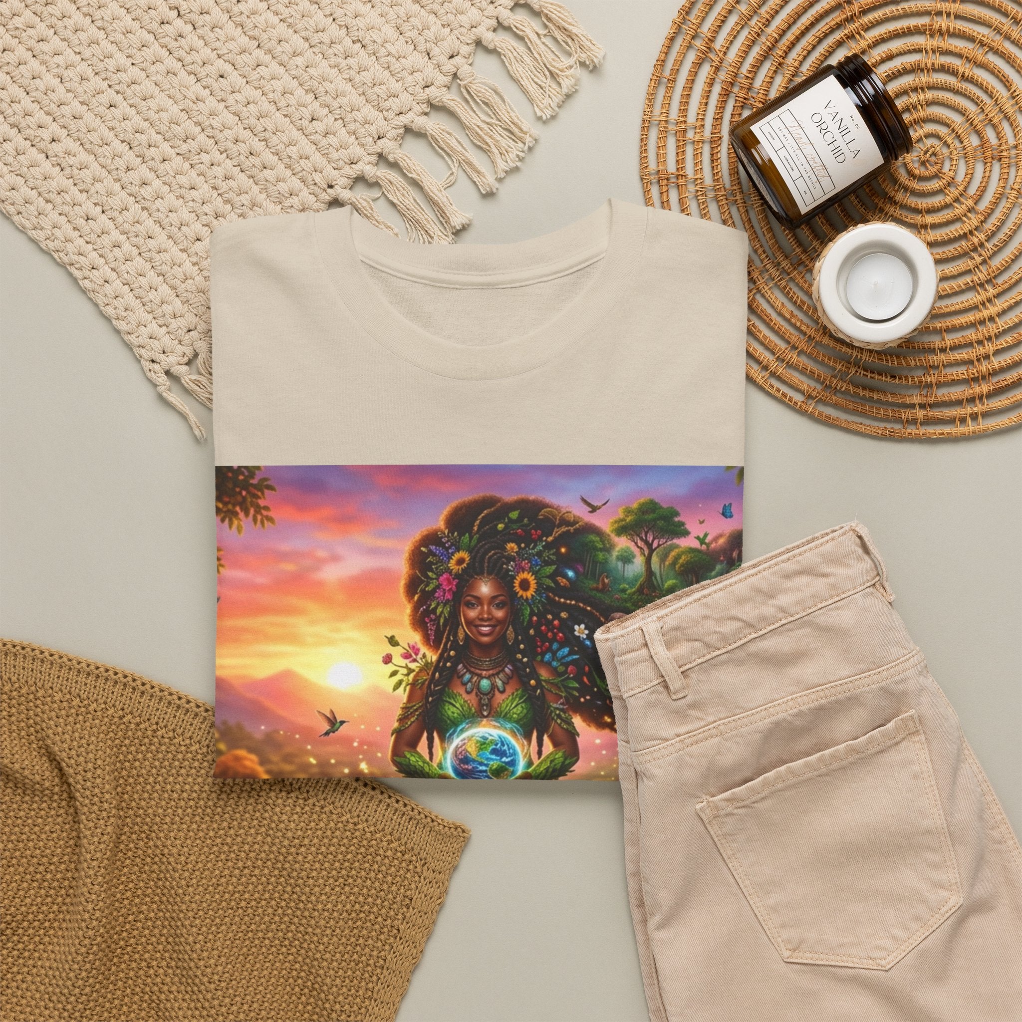Earth Goddess T-Shirt — Vibrant Floral Nature Mother Graphic Tee