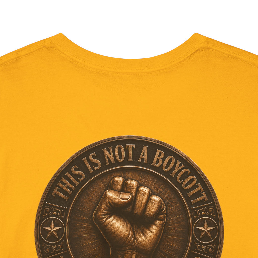 Graphic Tee — 'This Is Not A Boycott' Fist Emblem with Vintage Group Portrait