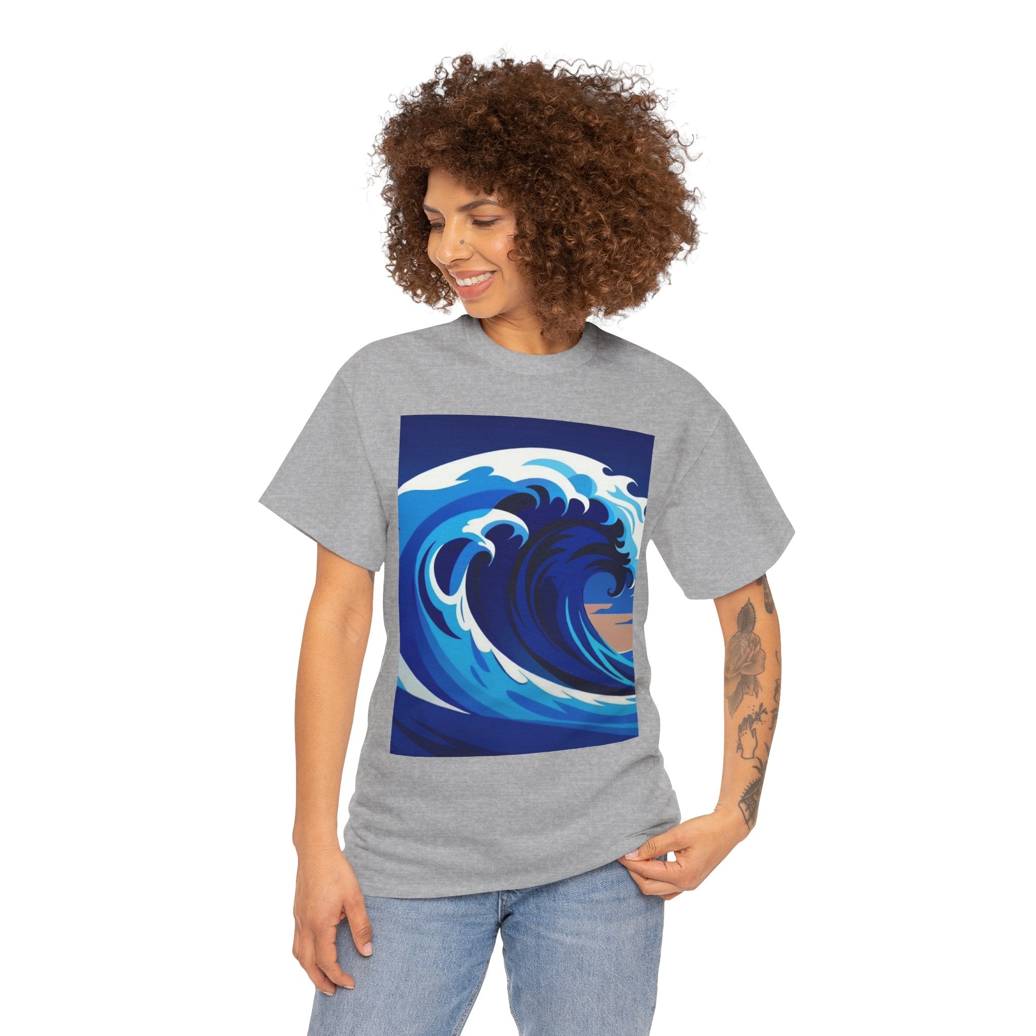 T-Shirt — Coastal Wave Graphic Tee (Ocean Sunset Wave Art)