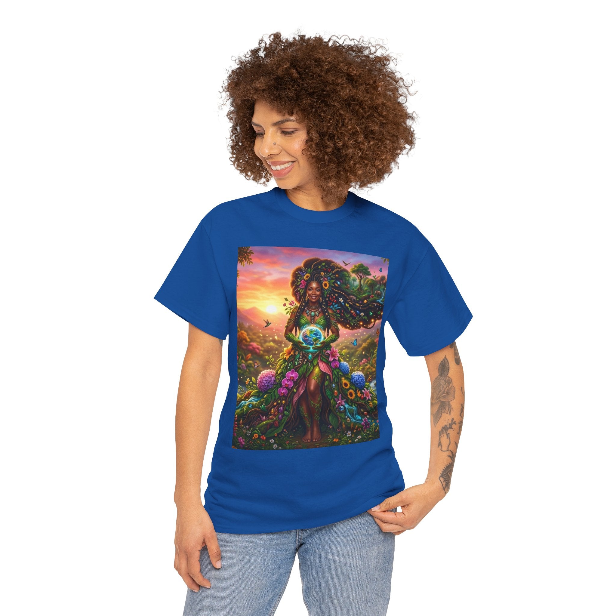 Earth Goddess T-Shirt — Vibrant Floral Nature Mother Graphic Tee