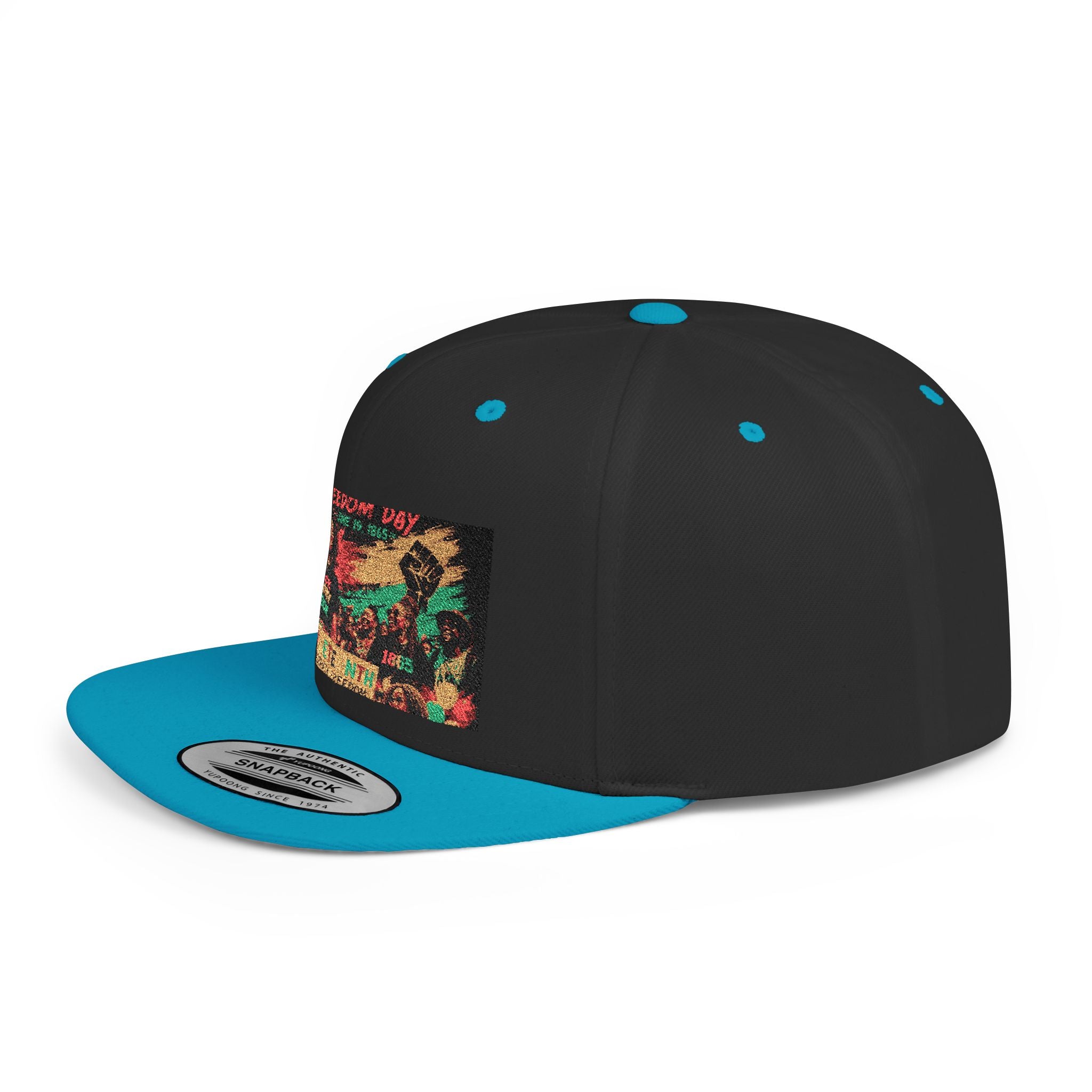 Reggae Vibes Flat Bill Snapback Hat — Colorful Rasta Music Patch