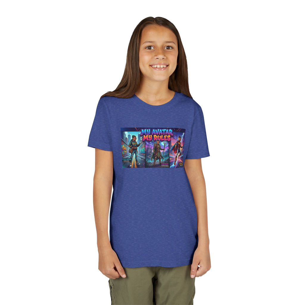 Youth Tee — “MY AVATAR MY RULES” Customizable Character Graphic