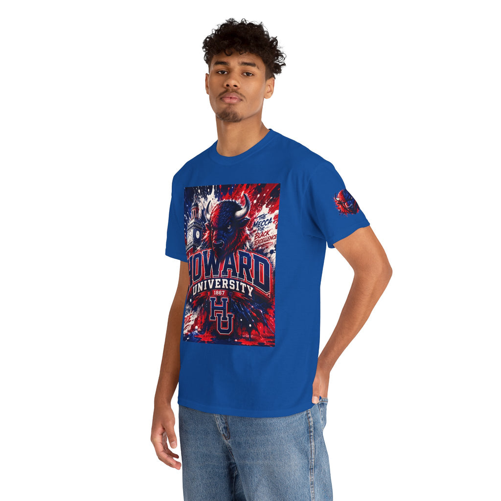 Howard University Buffalo Spirit Tee — HU Bison Red & Blue Campus Shirt