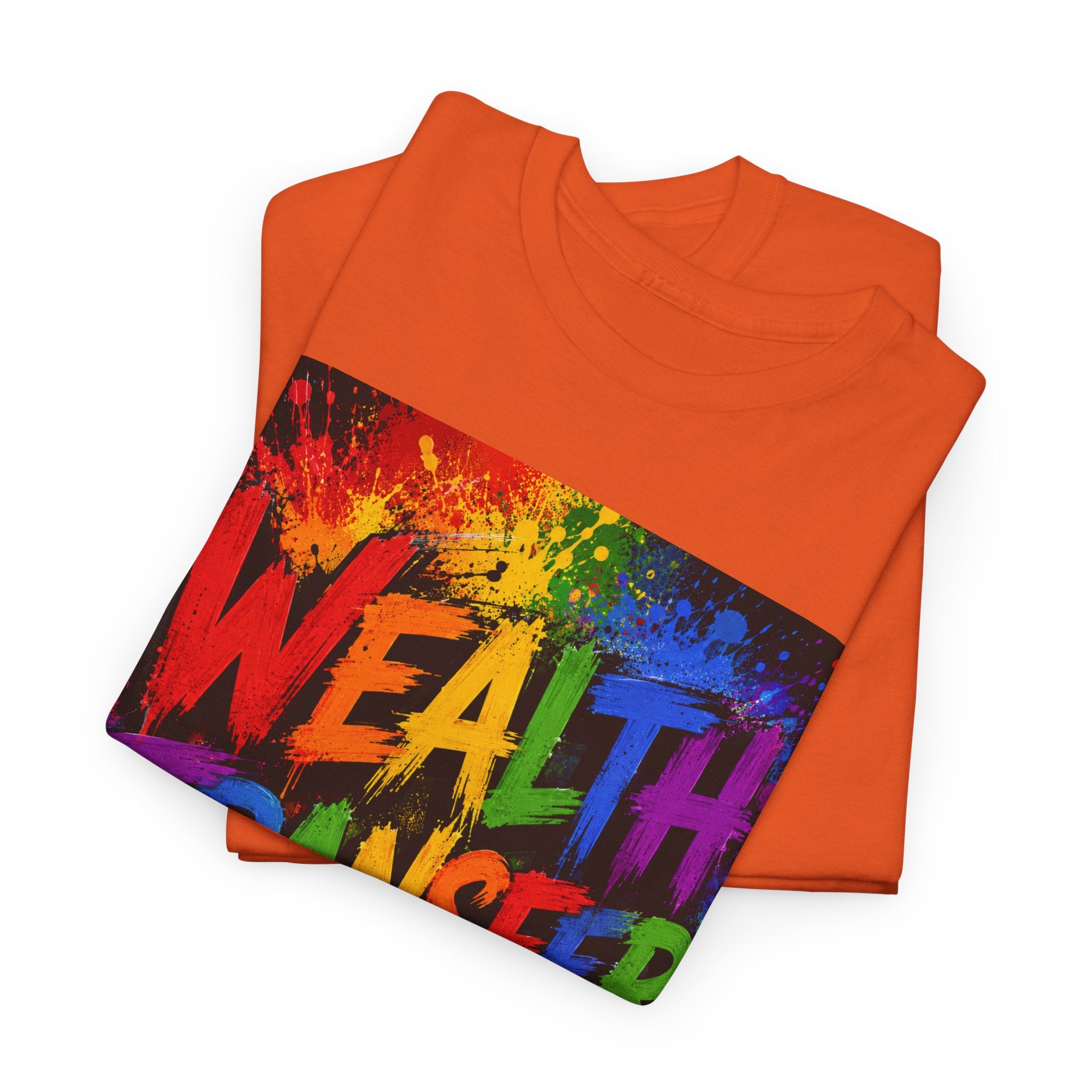 Wealth Transfer T-Shirt — Rainbow Graffiti Design (Back Fist Emblem)