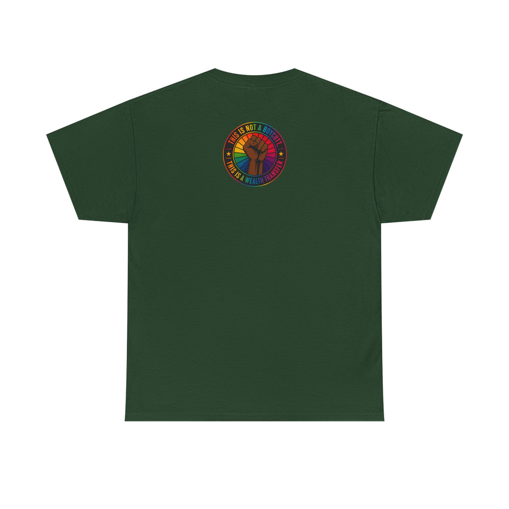Graphic Tee — "I'm White, But Not THAT White" Illustration with Back Raised Fist Logo