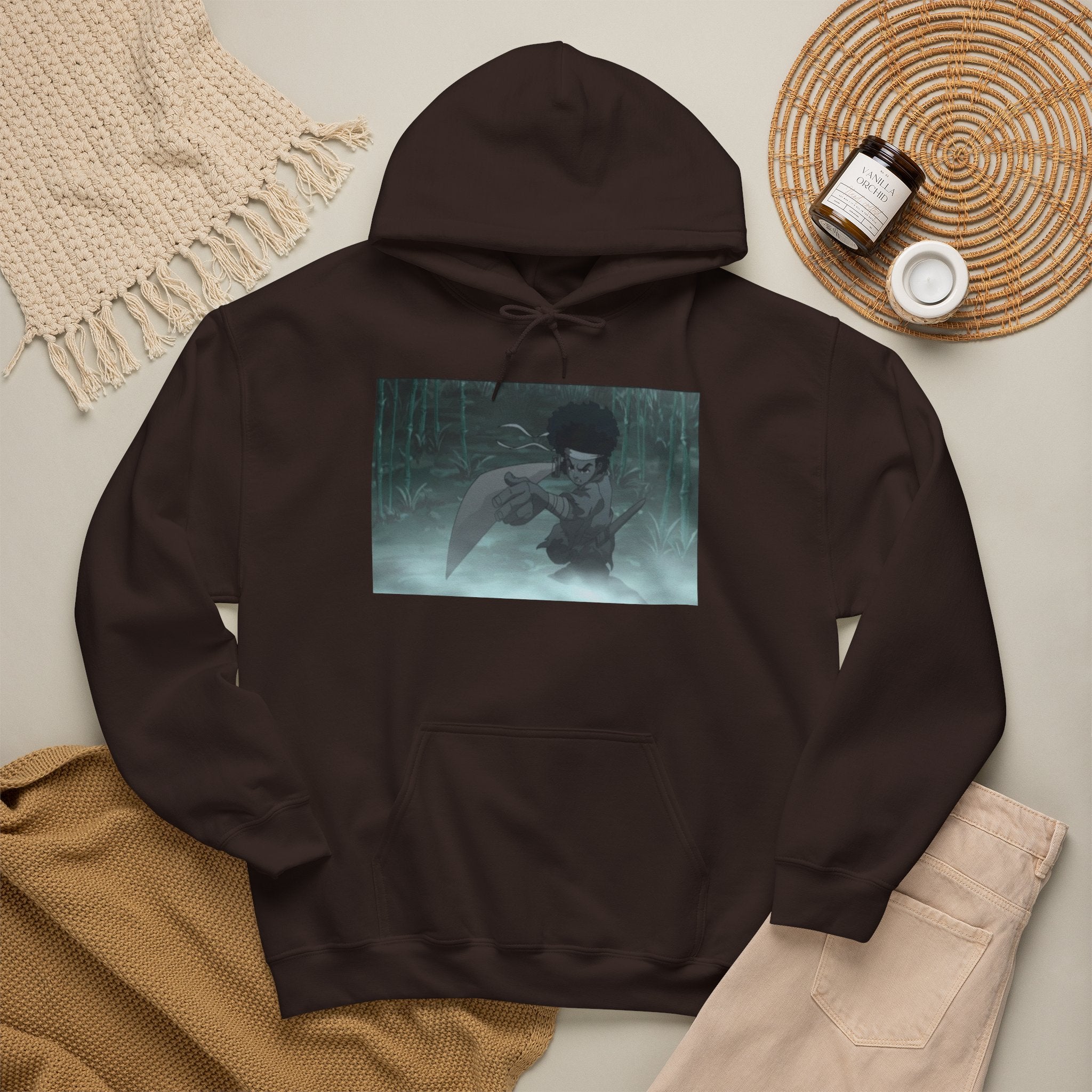 Moody Forest Angel Hoodie — Ethereal Wings Graphic Sweatshirt