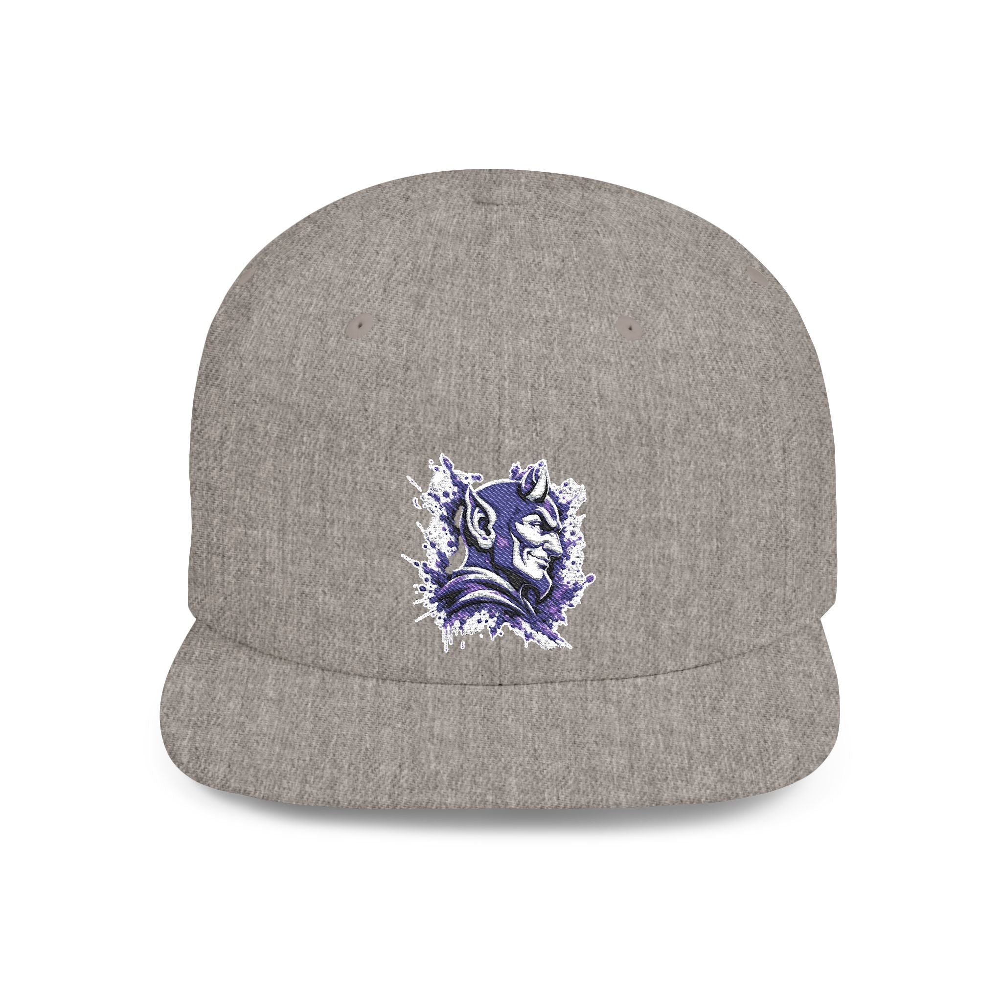 Snapback Hat — Abstract Purple Splash Crown Embroidered Flat Bill