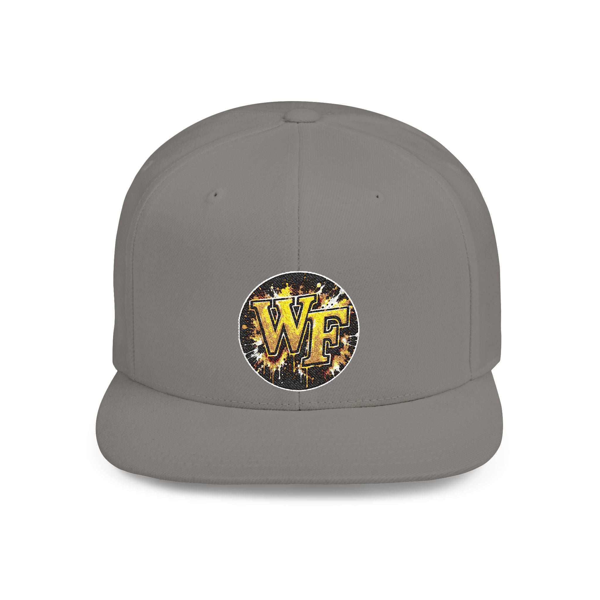 Snapback Hat — WF Gold Leopard Logo Flat Bill Cap