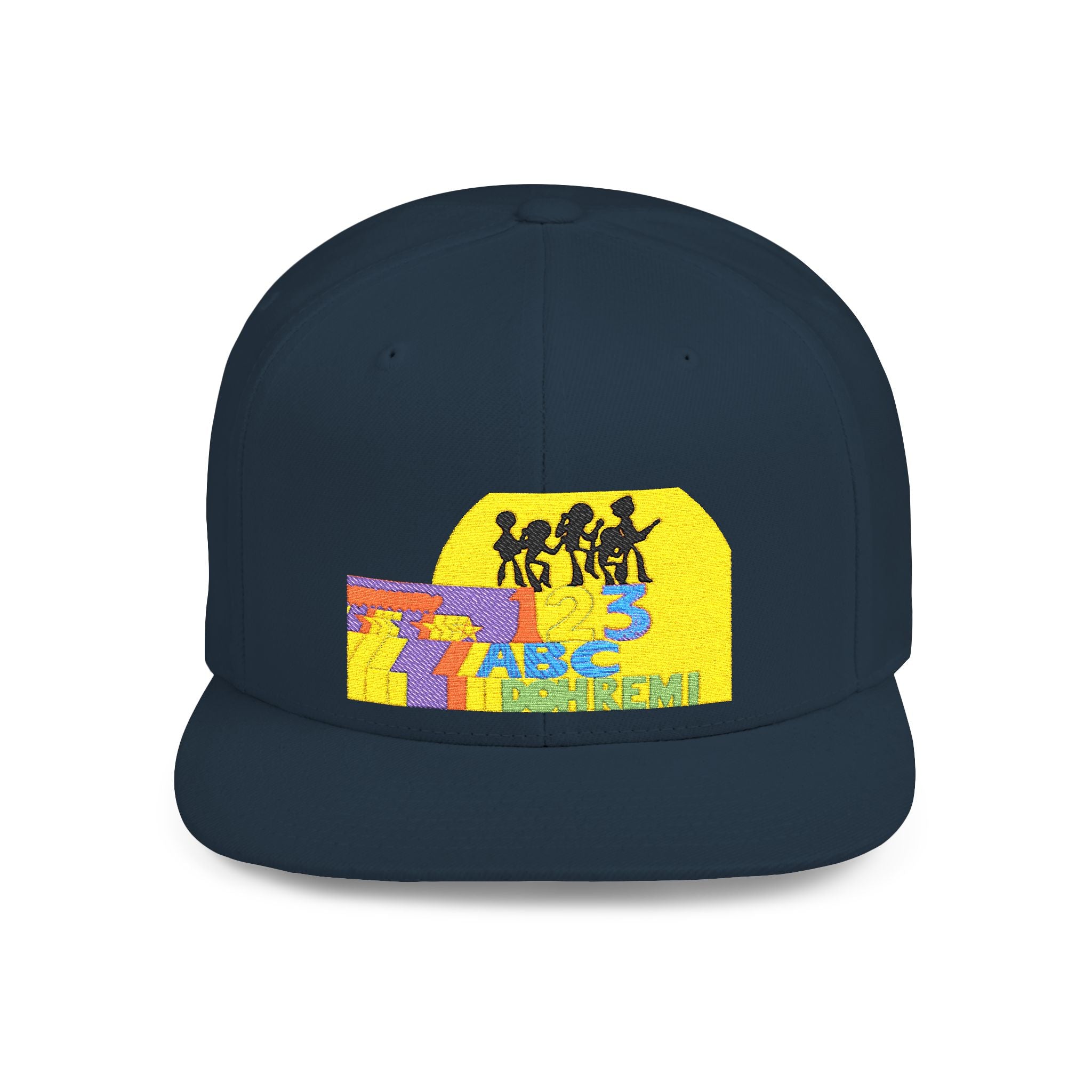 Flat Bill Snapback Hat — Retro Dance Crew Graphic Cap